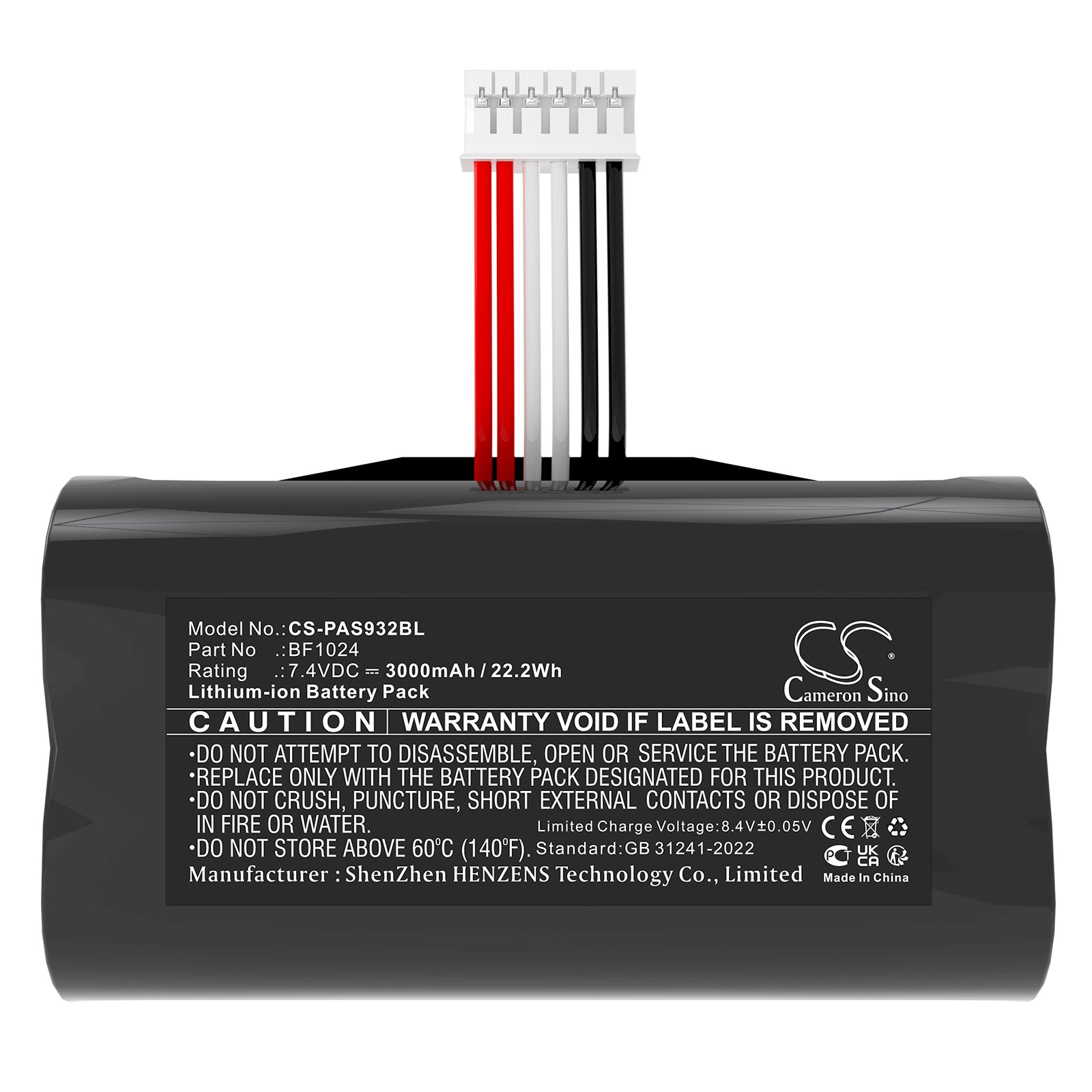 7.4V, Li-ion, 3000mAh, Battery fits Pax A910, 22.2Wh Payment Terminal Cameron Sino Technology Limited