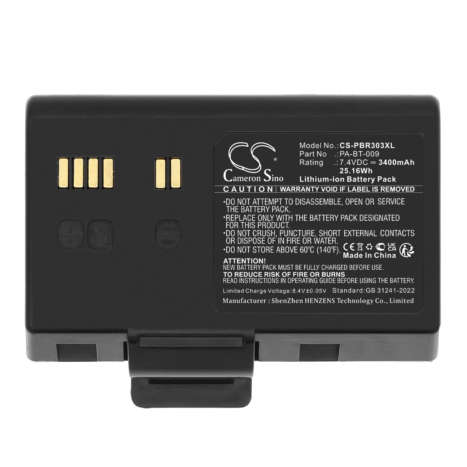 7.4V, Li-ion, 3400mAh, Battery fits Brother RJ-3035B, RJ-3055WB, 25.16Wh Portable Printer Cameron Sino Technology Limited