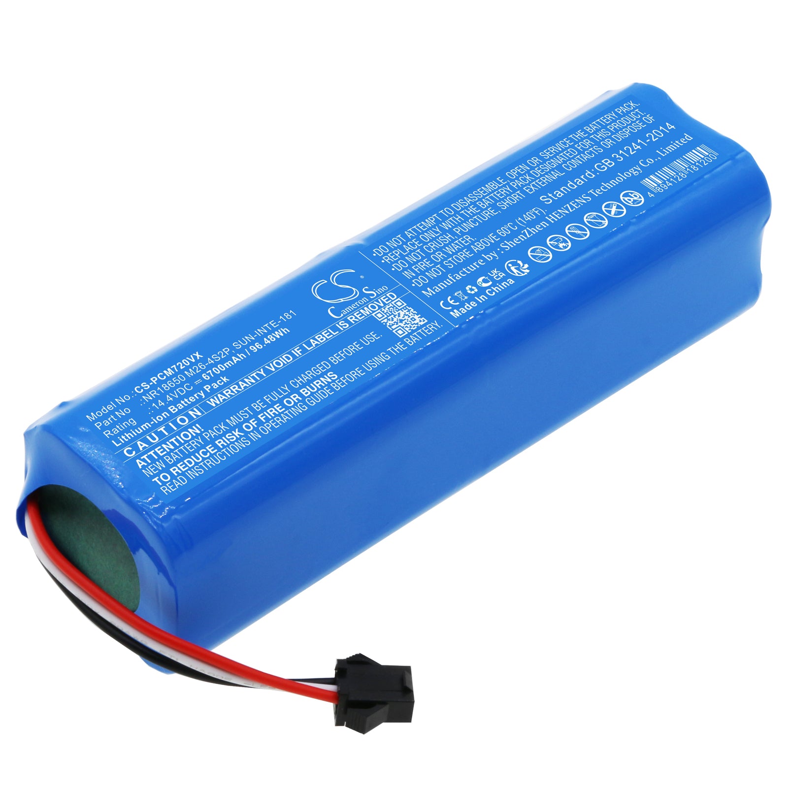 Li-ion, Vacuum Battery fits Laresar L6 Pro, Cobbo Pro 27, 14.4V, 6700mAh Vacuum Cameron Sino Technology Limited