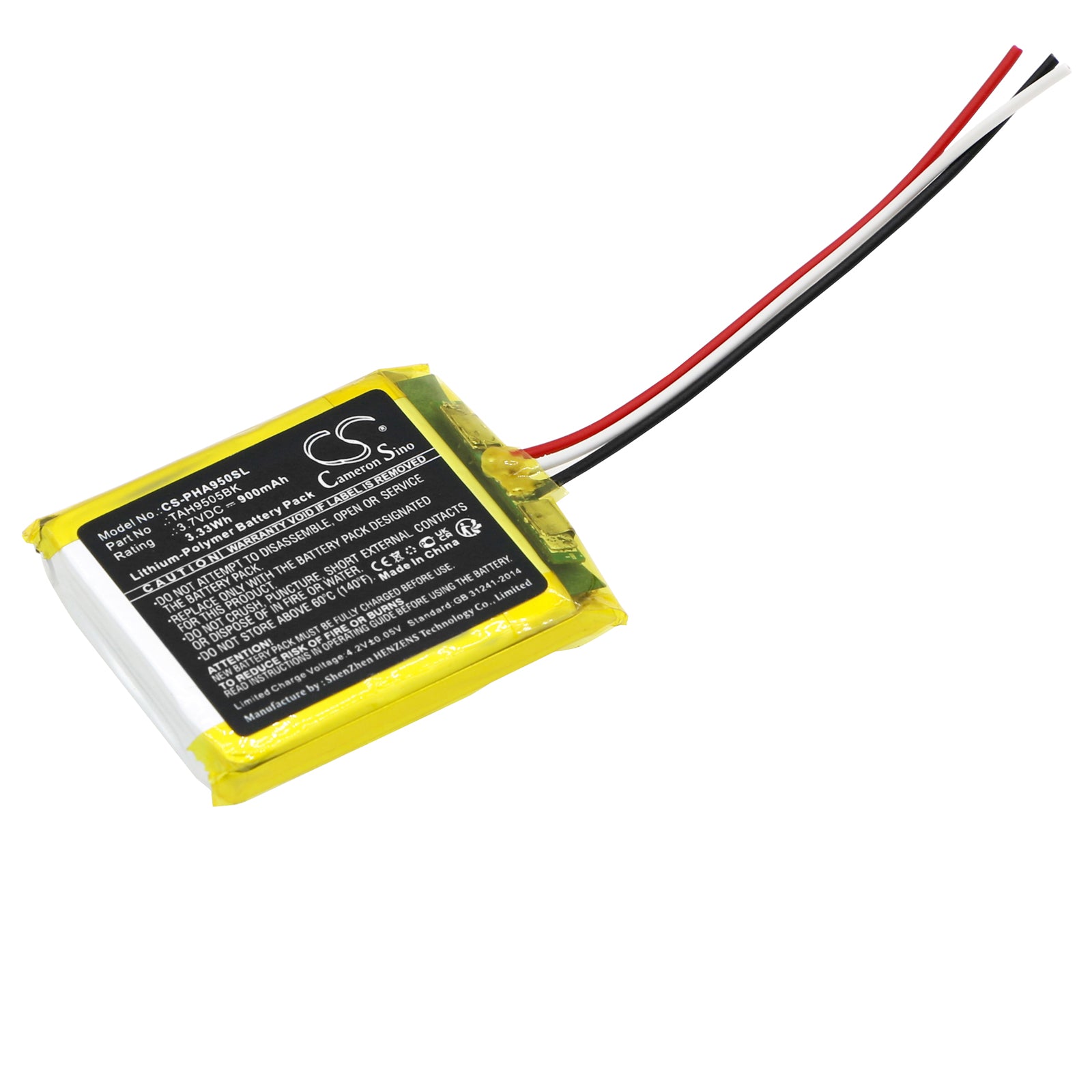 Li-Polymer, Wireless Headset Battery fits Philips Tah9505bk, 3.7V, 900mAh Wireless Headset Cameron Sino Technology Limited