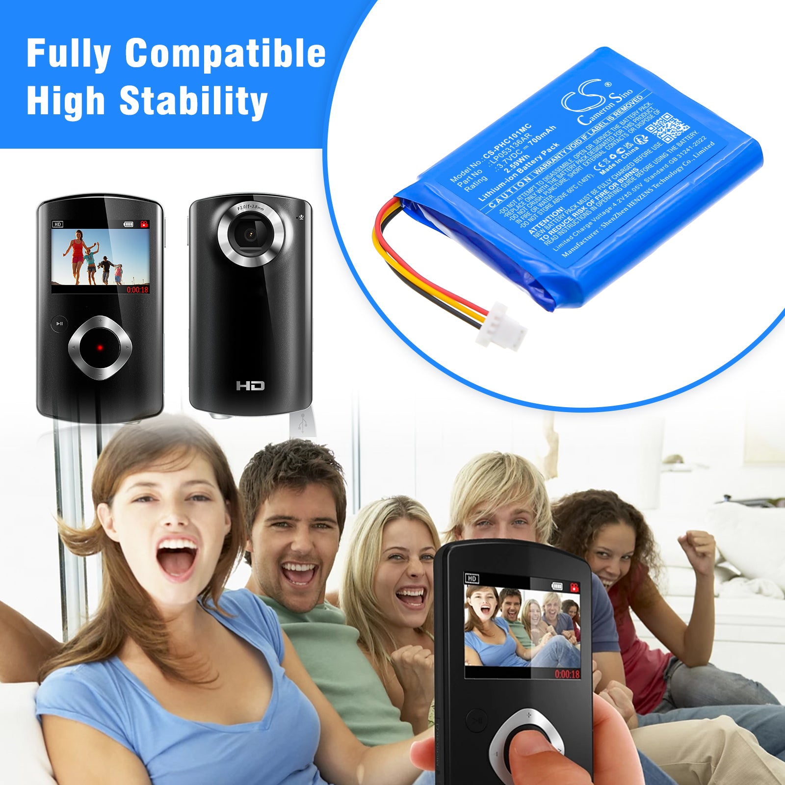 3.7V, Li-ion, 700mAh, Battery fits Philips ESee CAM101BL/00, 2.59Wh Camera Cameron Sino Technology Limited