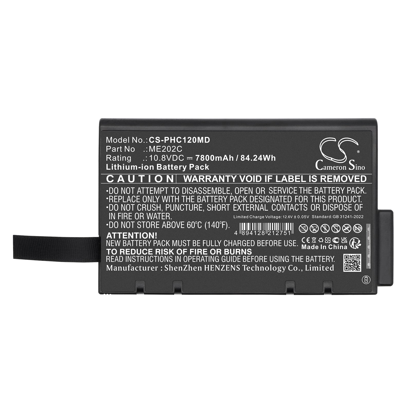 10.8V, Li-ion, 7800mAh, Battery fits Philips Efficia CM10, Efficia CM12, 84.24Wh Medical Cameron Sino Technology Limited