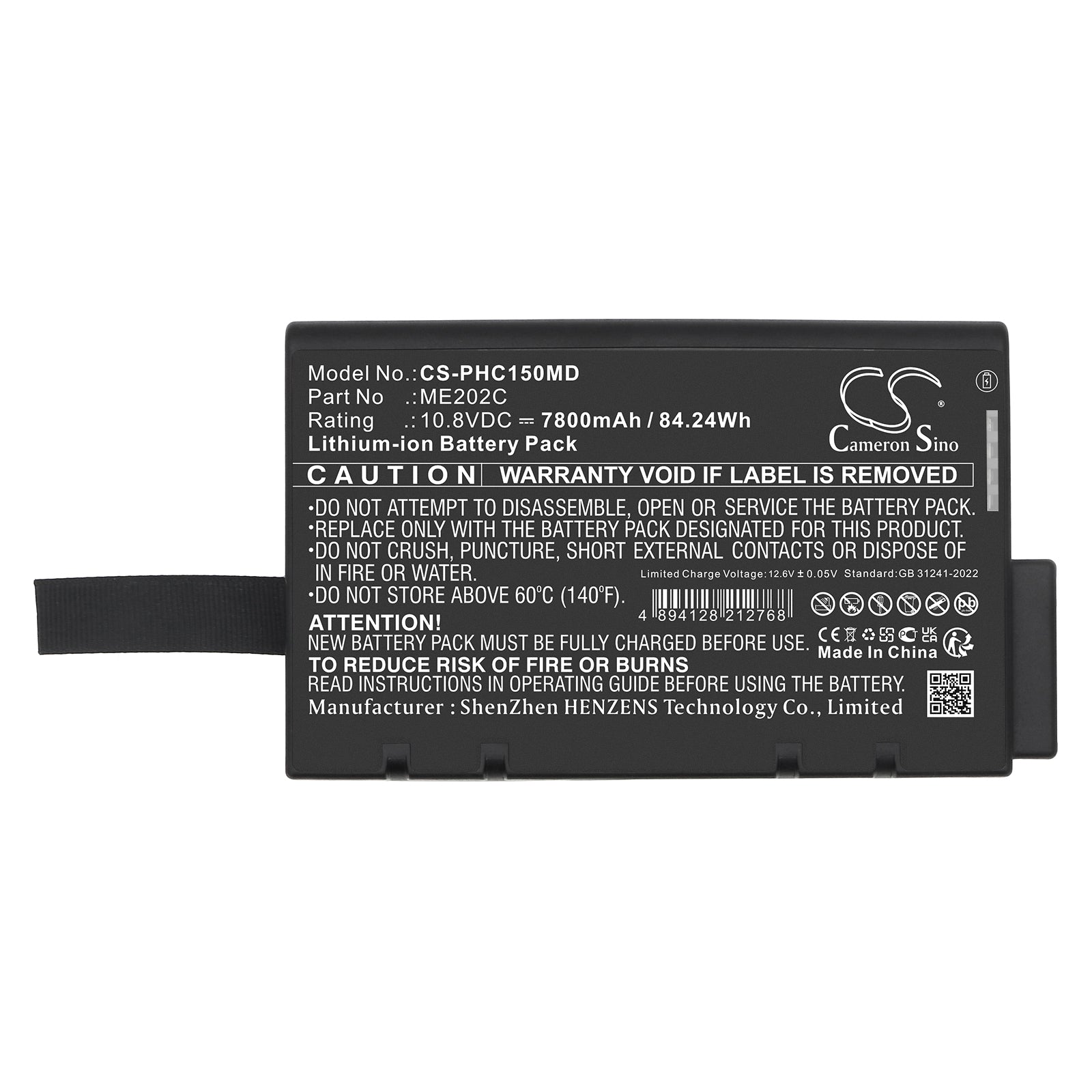 10.8V, Li-ion, 7800mAh, Battery fits Philips Effica CM100, Efficia CM120, 84.24Wh Medical Cameron Sino Technology Limited