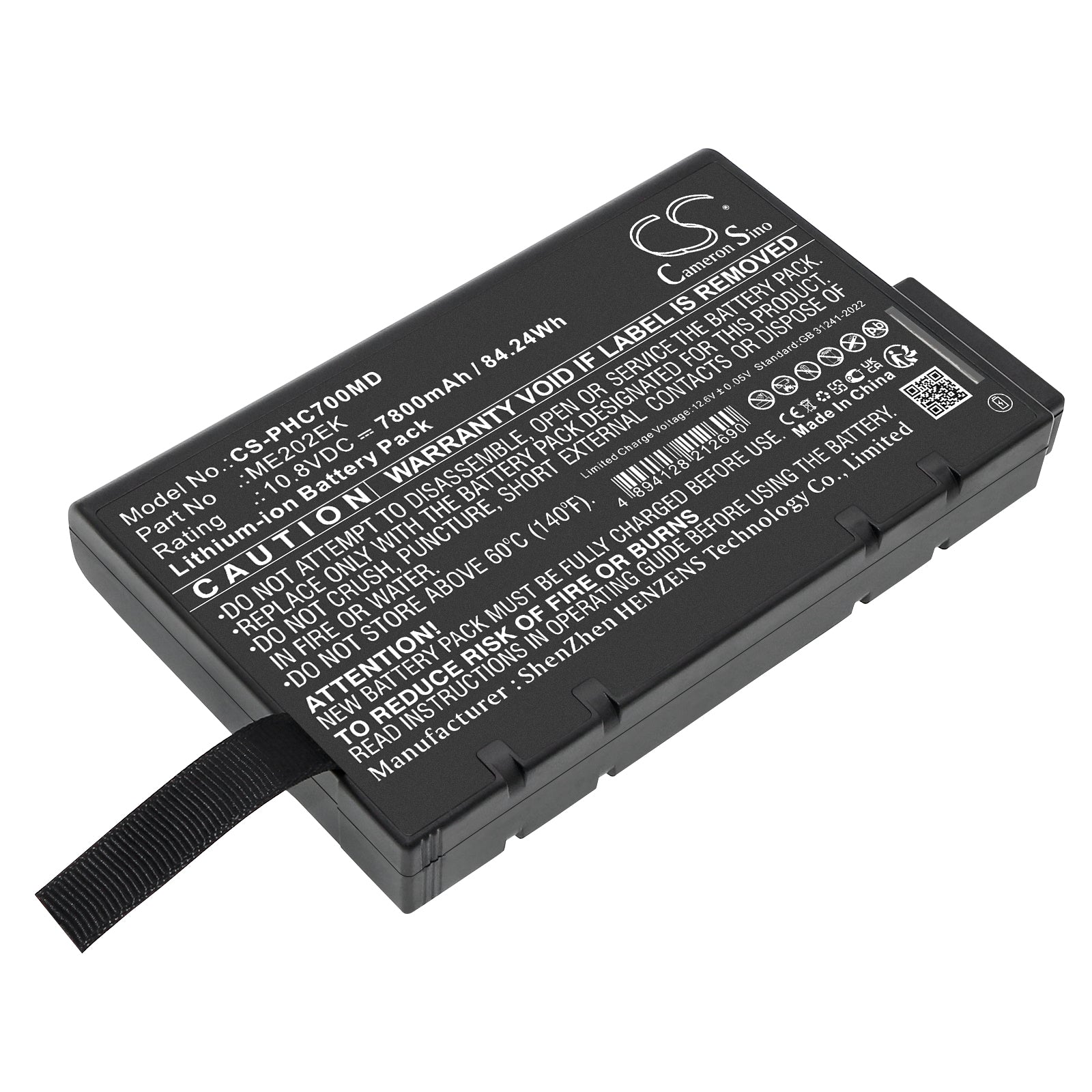 10.8V, Li-ion, 7800mAh, Battery fits Philips Micron Transport CTG7, 84.24Wh Medical Cameron Sino Technology Limited