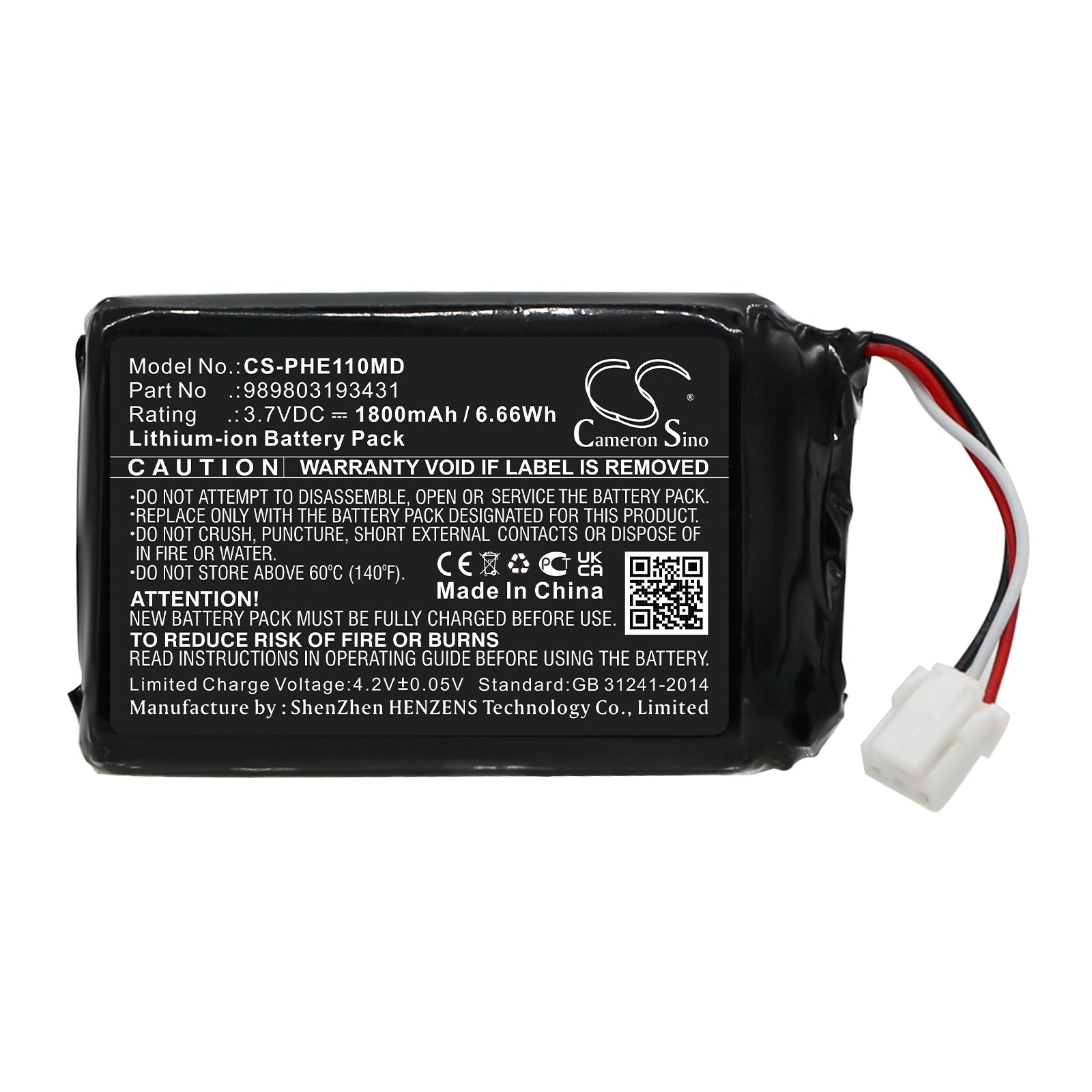 Li-ion, Medical Battery fits Philips Eme11-p506, Mercury Free Blood Pressure, 3.7V, 1800mAh Medical Cameron Sino Technology Limited