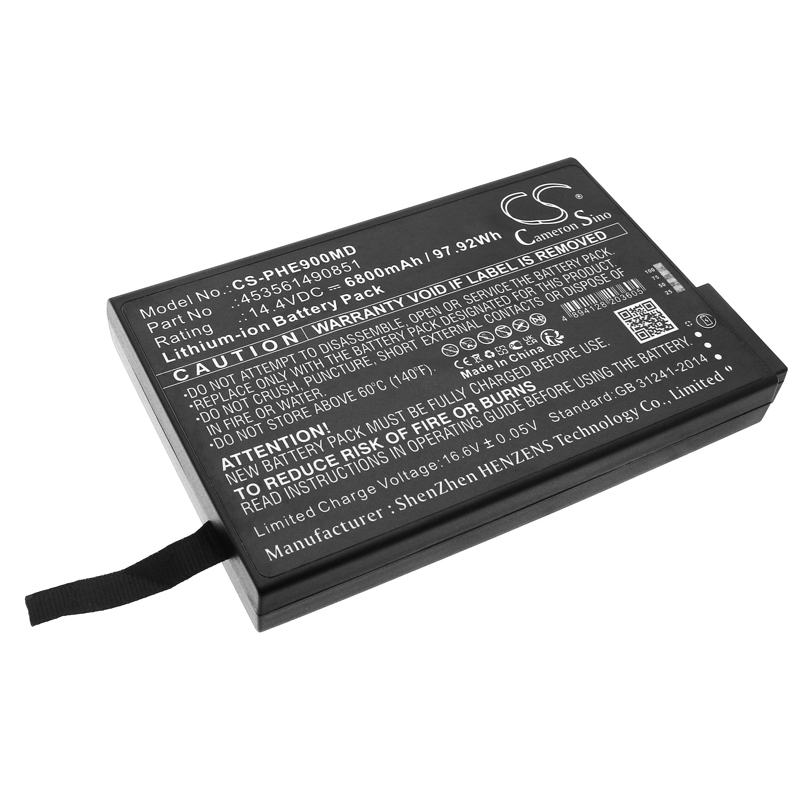 Li-ion, Medical Battery fits Philips Evergo 900-12, Respironics Simplygo, 14.4V, 6800mAh Medical Cameron Sino Technology Limited