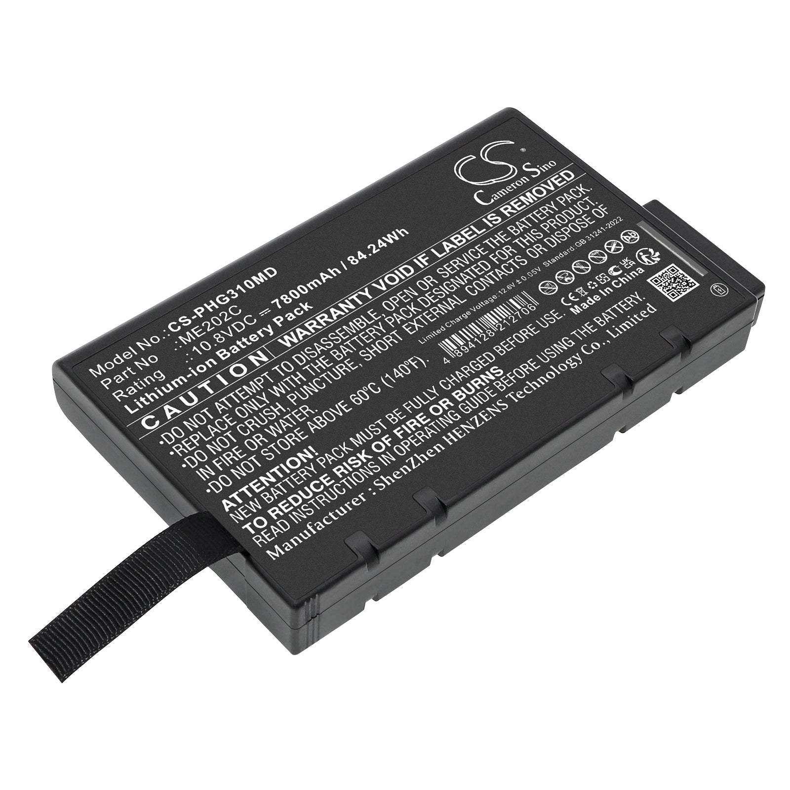 10.8V, Li-ion, 7800mAh, Battery fits Philips Goldway G30E, 84.24Wh Medical Cameron Sino Technology Limited