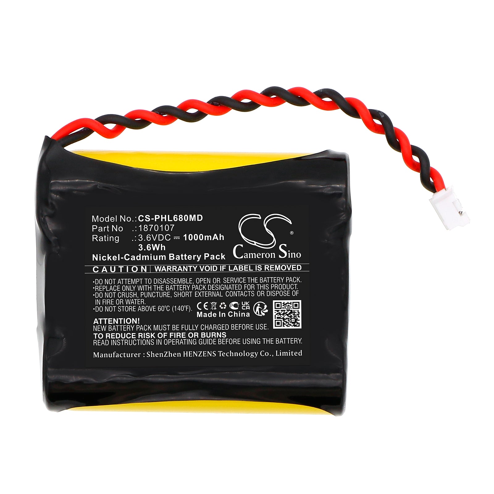 Ni-CD, Medical Battery fits Phillips Lifeline Systems 6800xt Commun, 3.6V, 1000mAh Medical Cameron Sino Technology Limited
