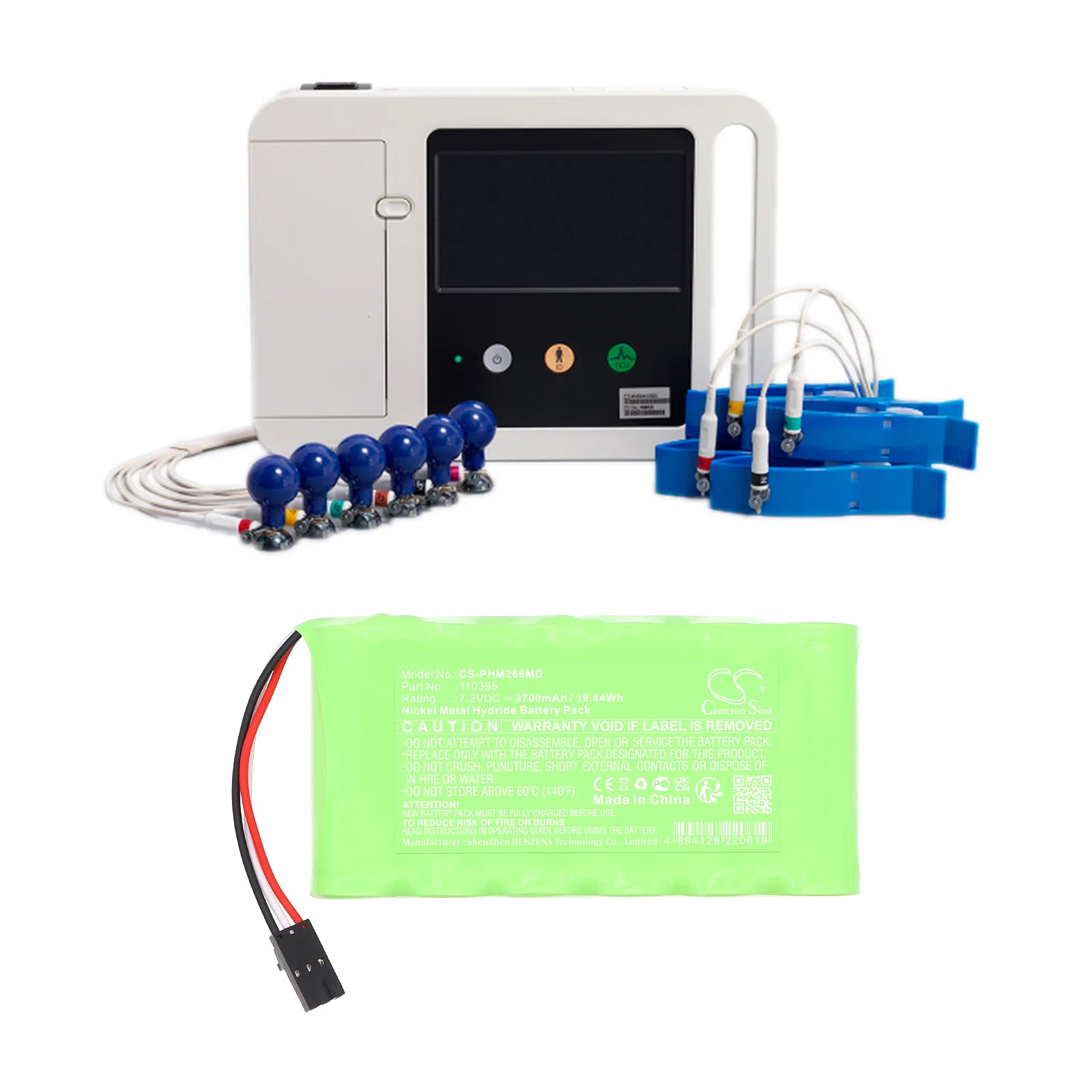 7.2V, Ni-MH, 2700mAh, Battery fits Philips PageWriter 10, PageWriter 10i, 19.44Wh Medical Cameron Sino Technology Limited