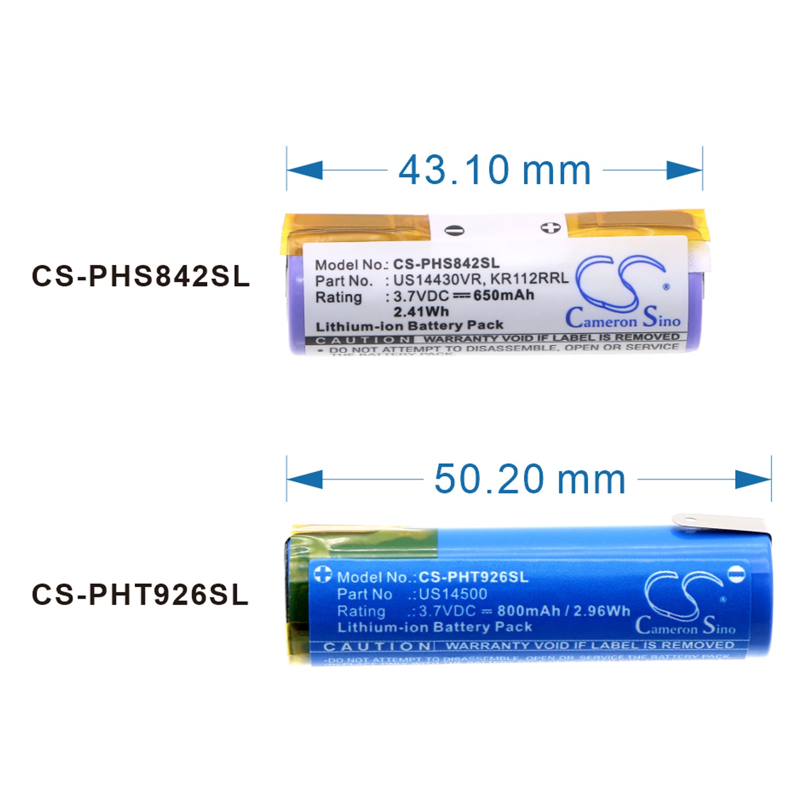 3.7V, Li-ion, 800mAh, Battery fits Philips AT750, AT751, 2.96Wh Shaver Cameron Sino Technology Limited