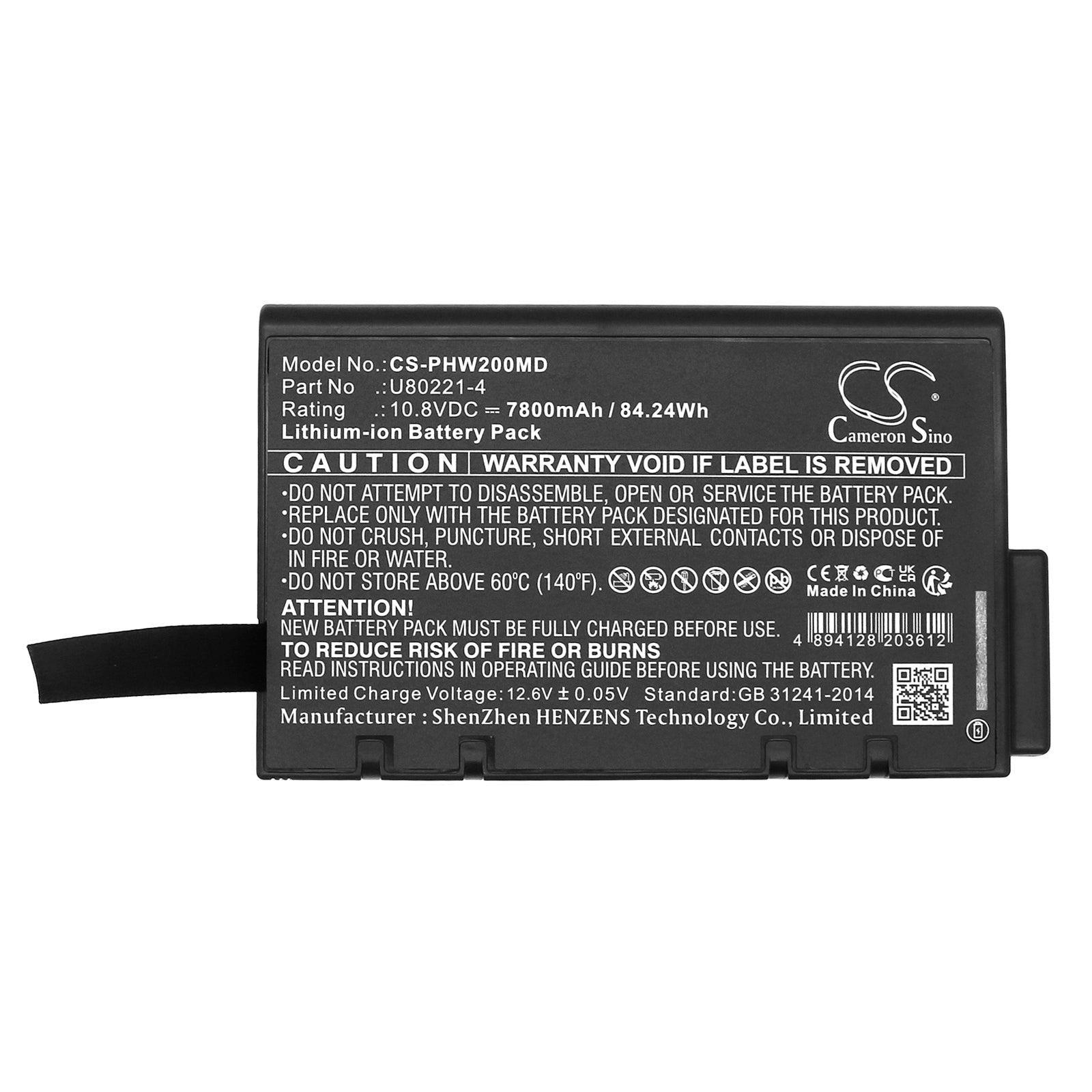 Li-ion, Medical Battery fits Philips 860306, 860310, 10.8V, 7800mAh Medical Cameron Sino Technology Limited