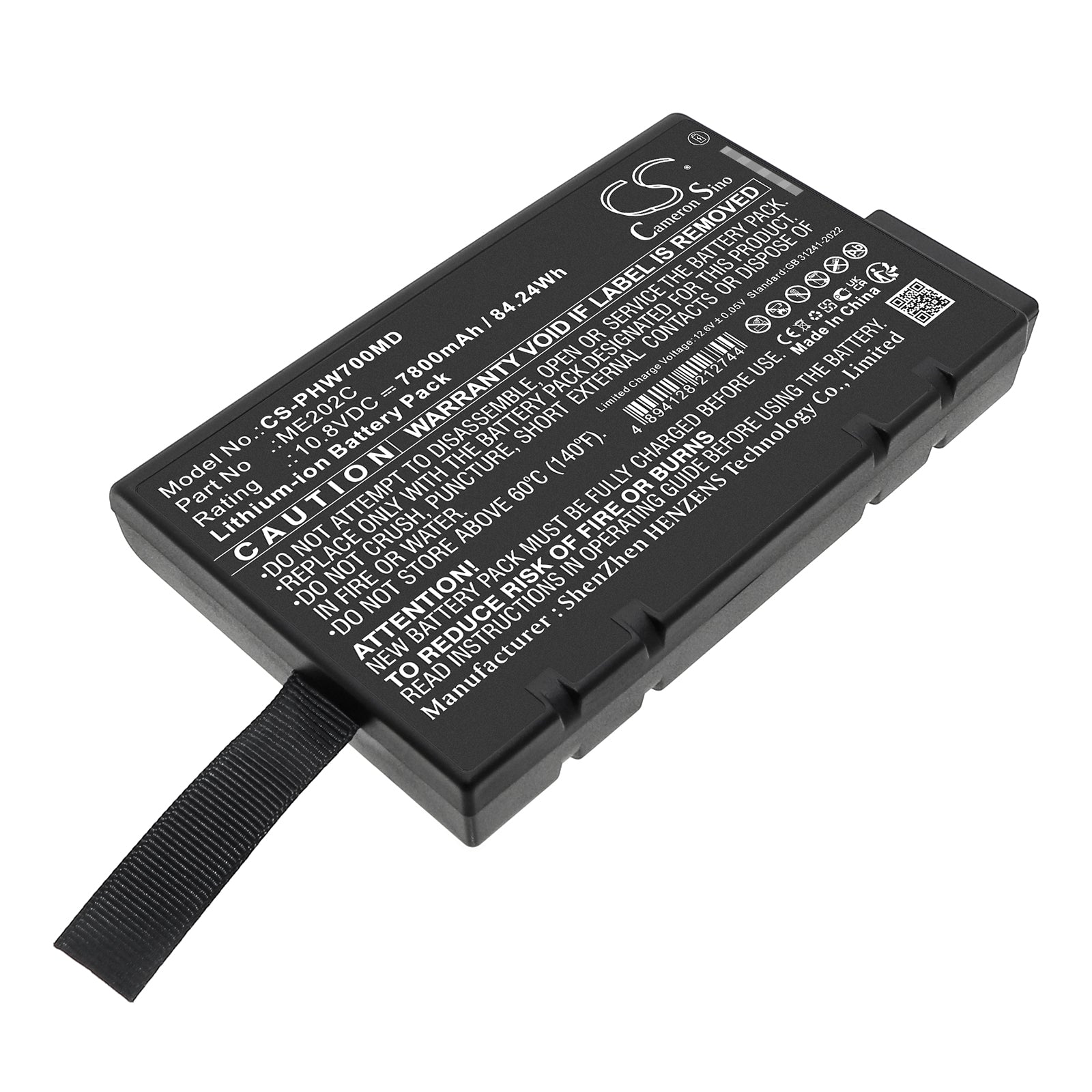 10.8V, Li-ion, 7800mAh, Battery fits Philips Philips PageWriter TC70, 84.24Wh Medical Cameron Sino Technology Limited