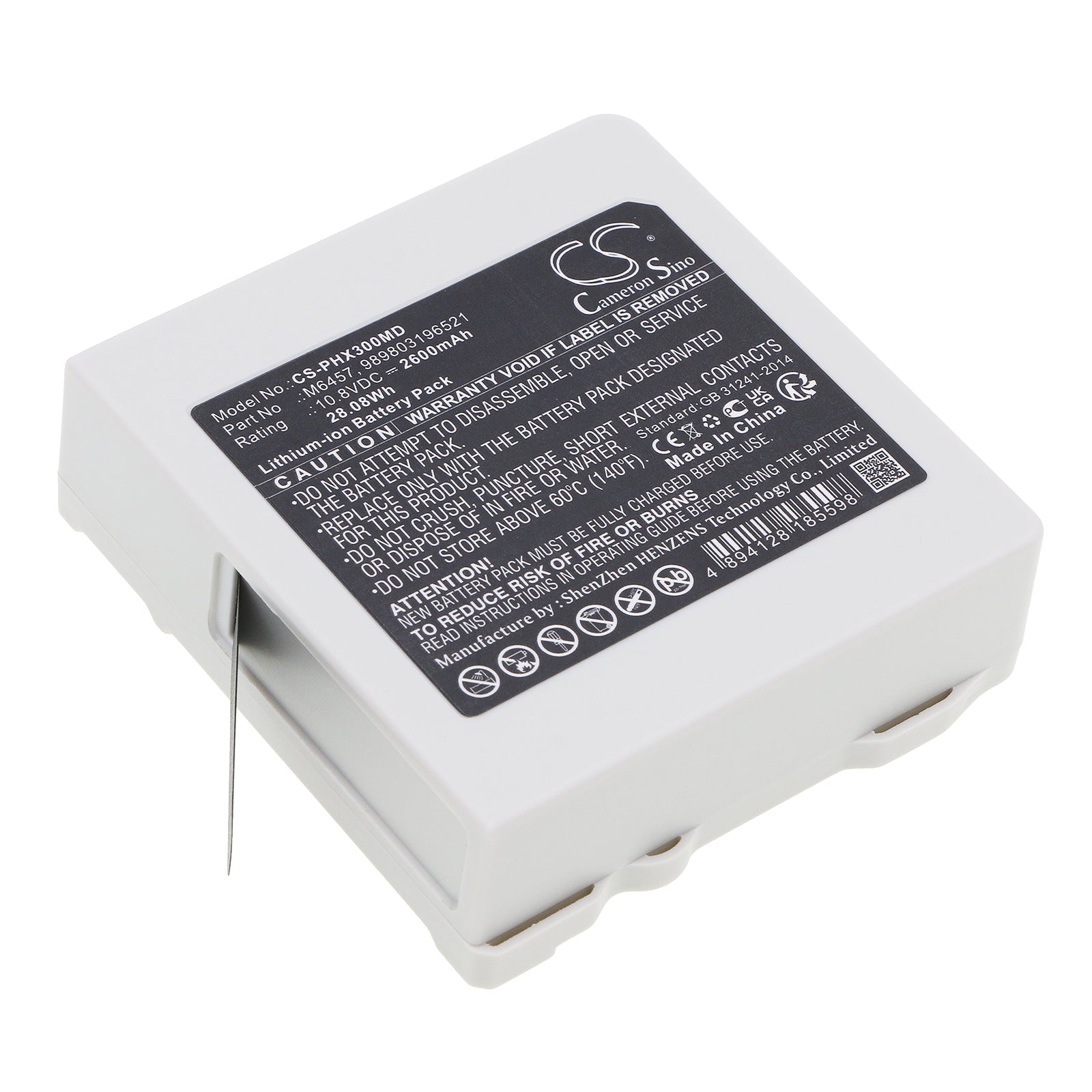 Li-ion, Medical Battery fits Philips 867030, 867033, 10.8V, 2600mAh Medical Cameron Sino Technology Limited