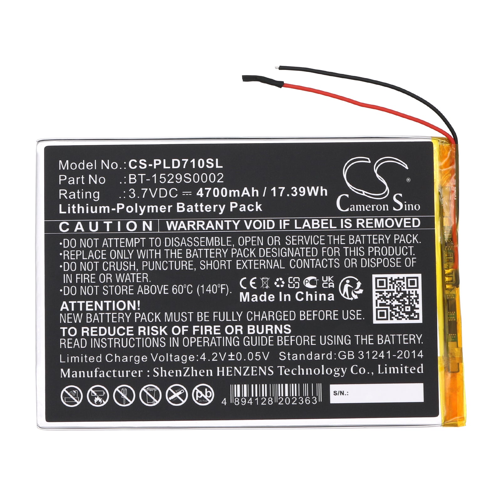 Li-Polymer, Tablet Battery fits Polaroid Mid1047, Mid1048, 3.7V, 4700mAh Tablet Cameron Sino Technology Limited