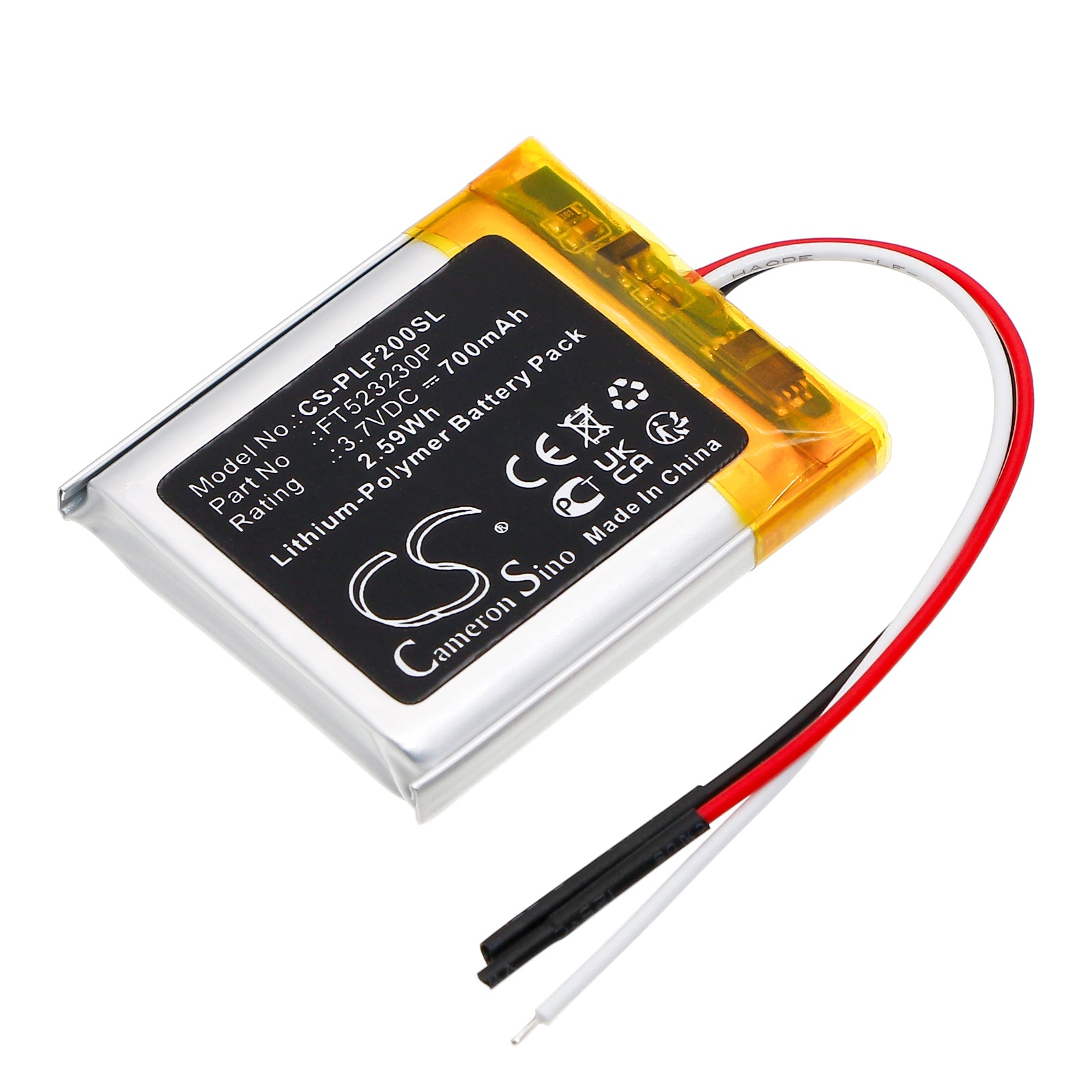 Li-Polymer, Wireless Headset Battery fits Plantronics Voyager Focus 2, Technics Eah-f70n, 3.7V, 700mAh Wireless Headset Cameron Sino Technology Limited