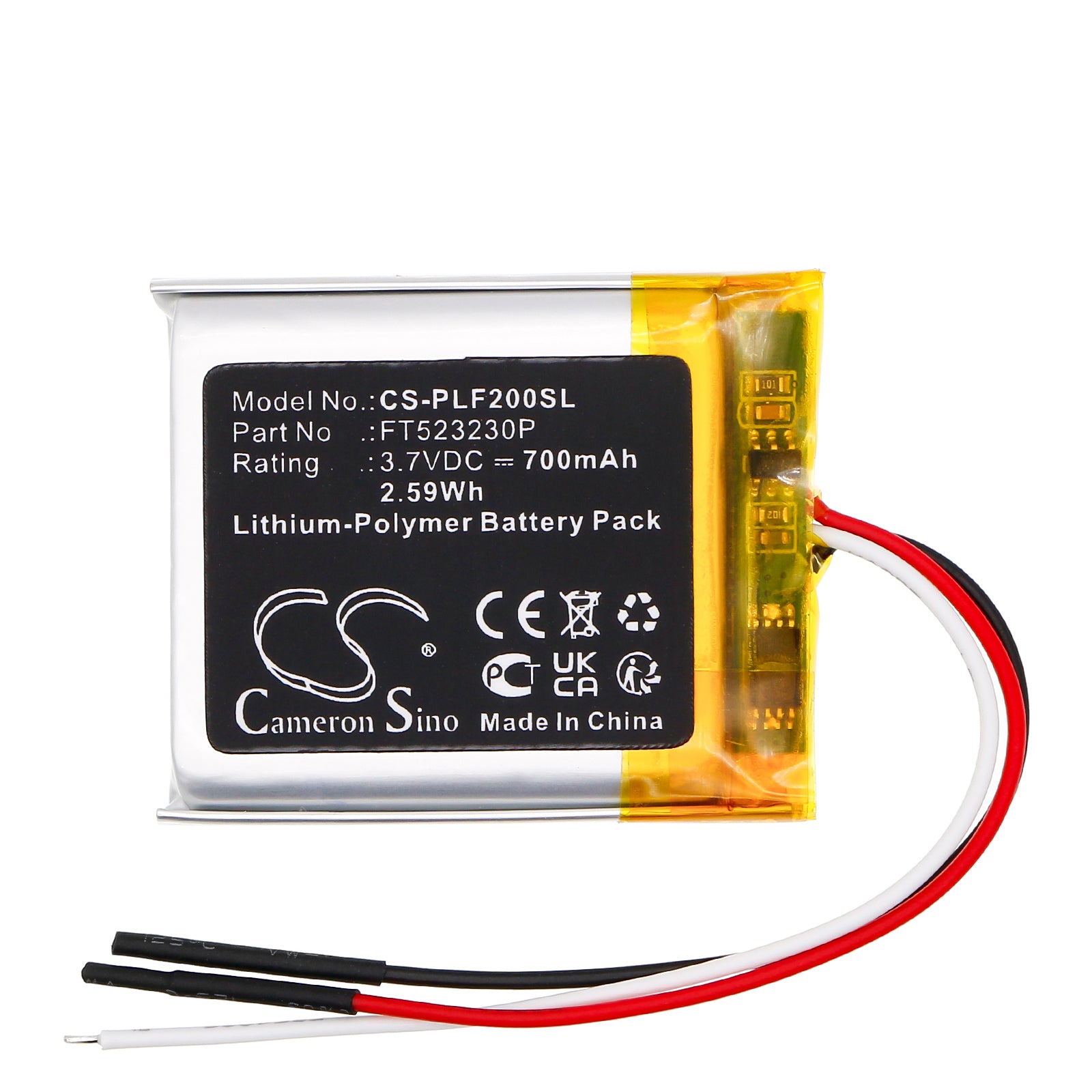 Li-Polymer, Wireless Headset Battery fits Plantronics Voyager Focus 2, Technics Eah-f70n, 3.7V, 700mAh Wireless Headset Cameron Sino Technology Limited