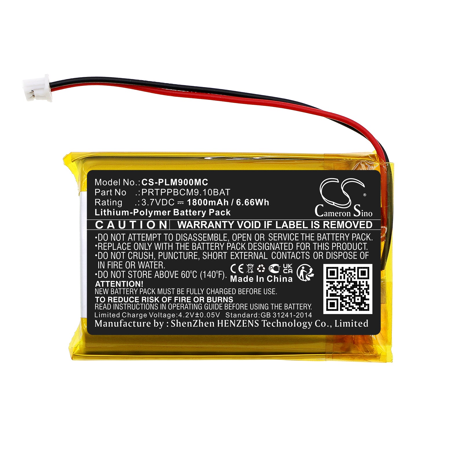 Li-Polymer, Camera Battery fits Pyle Ppbcm10, Ppbcm9, 3.7V, 1800mAh Camera Cameron Sino Technology Limited