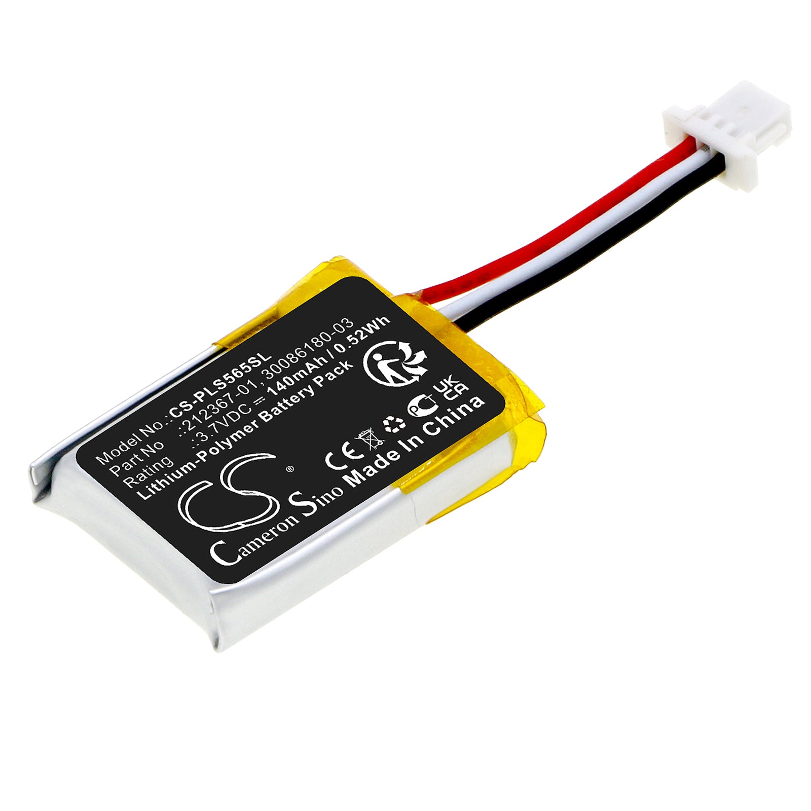 Li-Polymer, Wireless Headset Battery fits Plantronics C565, Cs540, 3.7V, 140mAh Wireless Headset Cameron Sino Technology Limited