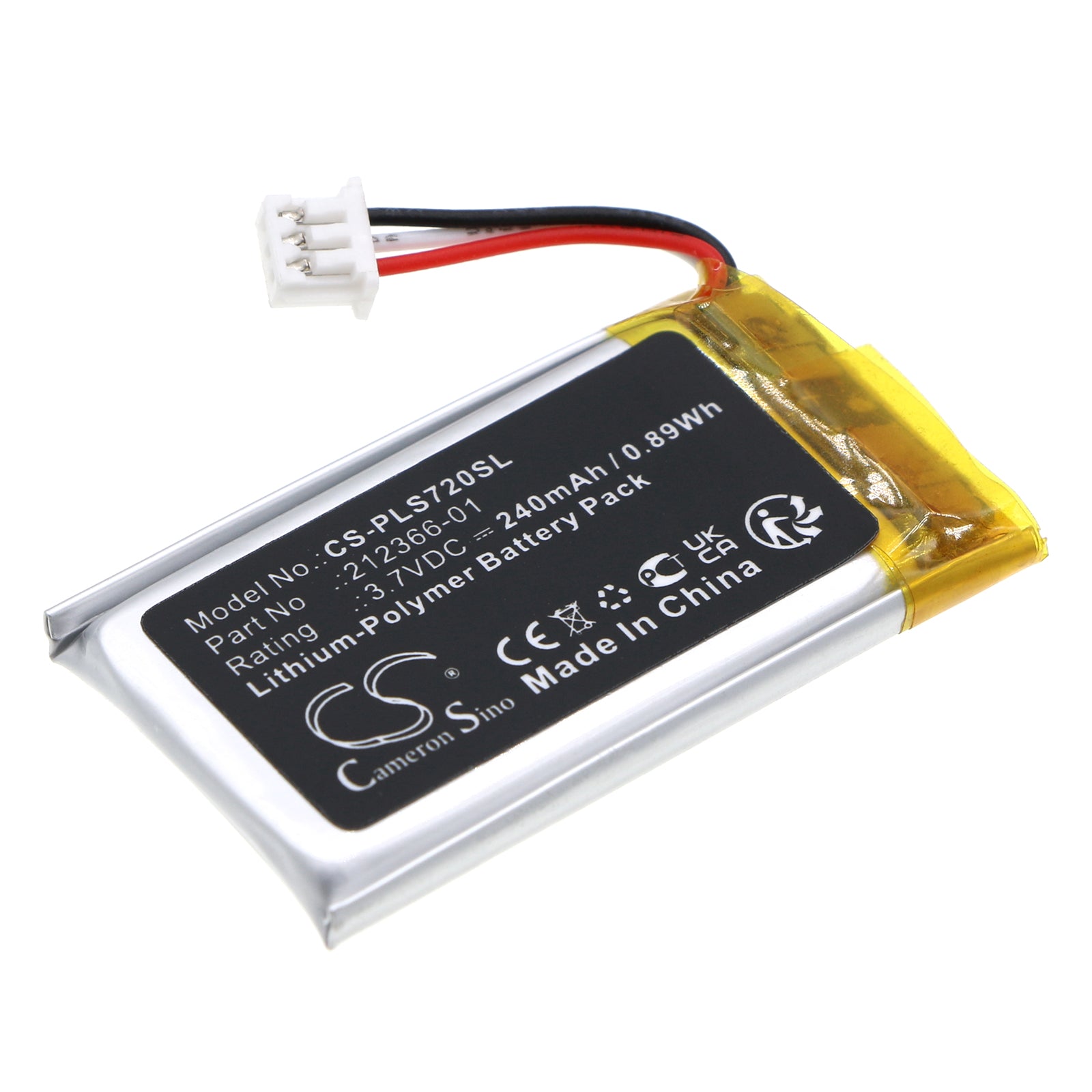 Li-Polymer, Wireless Headset Battery fits Poly Savi 7200, Plantronics Savi 7200 Office, 3.7V, 240mAh Wireless Headset Cameron Sino Technology Limited