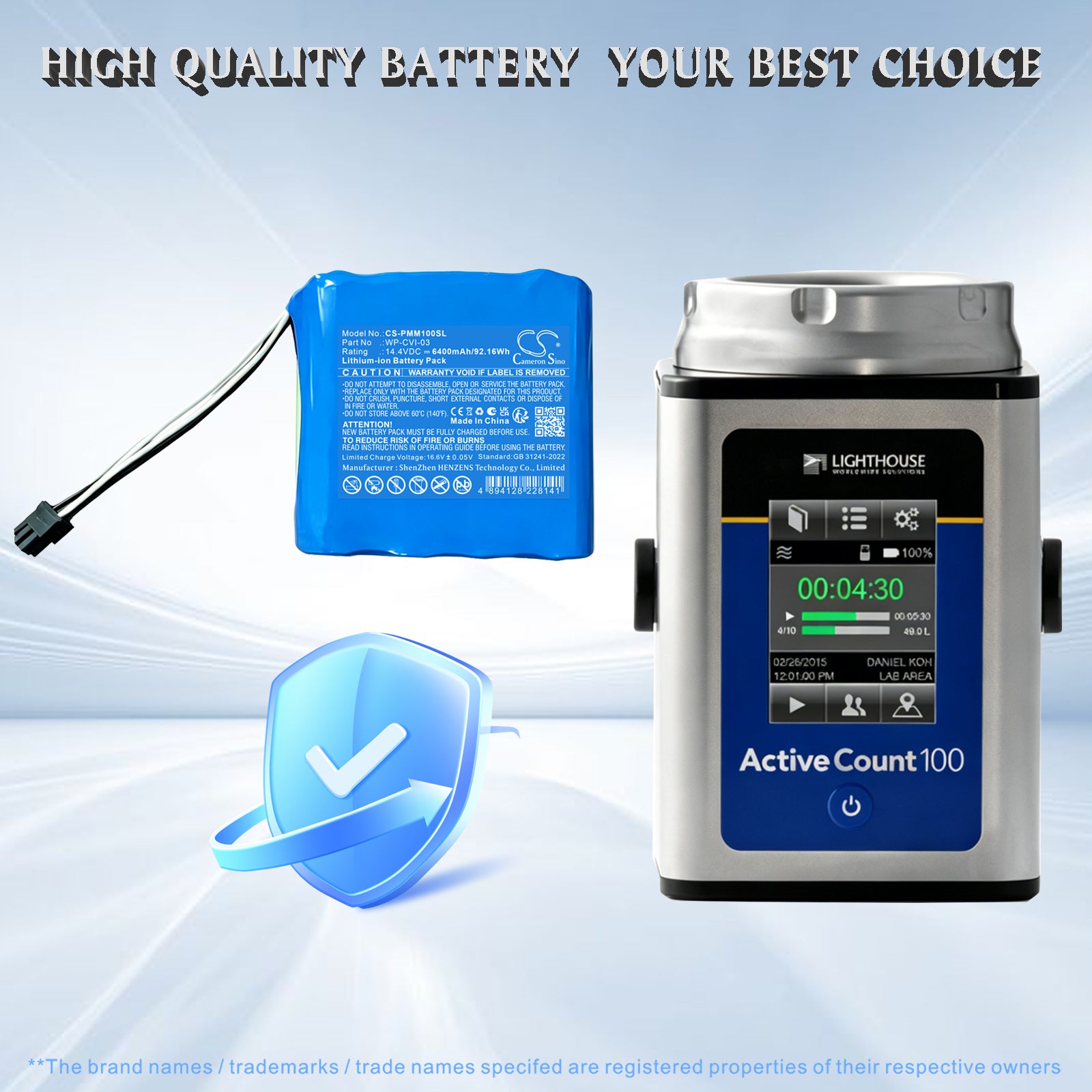 14.4V, Li-ion, 6400mAh, Battery fits Particle Measuring Systems AC100, AC100H, 92.16Wh Equipment, Survey, Test Cameron Sino Technology Limited