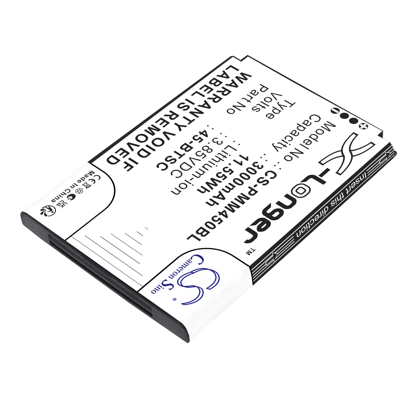 3.85V, Li-ion, 3000mAh, Battery fits Point Mobile PM45, 11.55Wh Barcode Scanner Cameron Sino Technology Limited