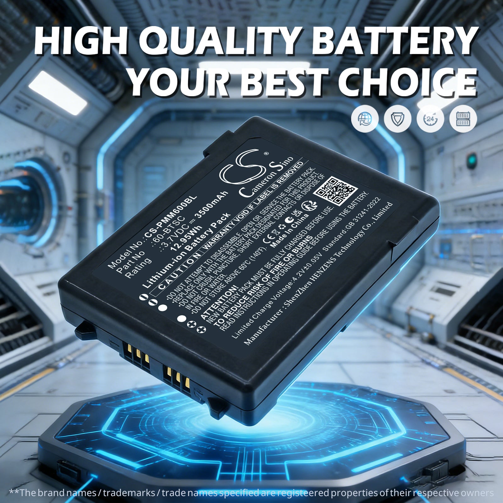 3.7V, Li-ion, 3500mAh, Battery fits Point Mobile PM60, 12.95Wh Barcode Scanner Cameron Sino Technology Limited