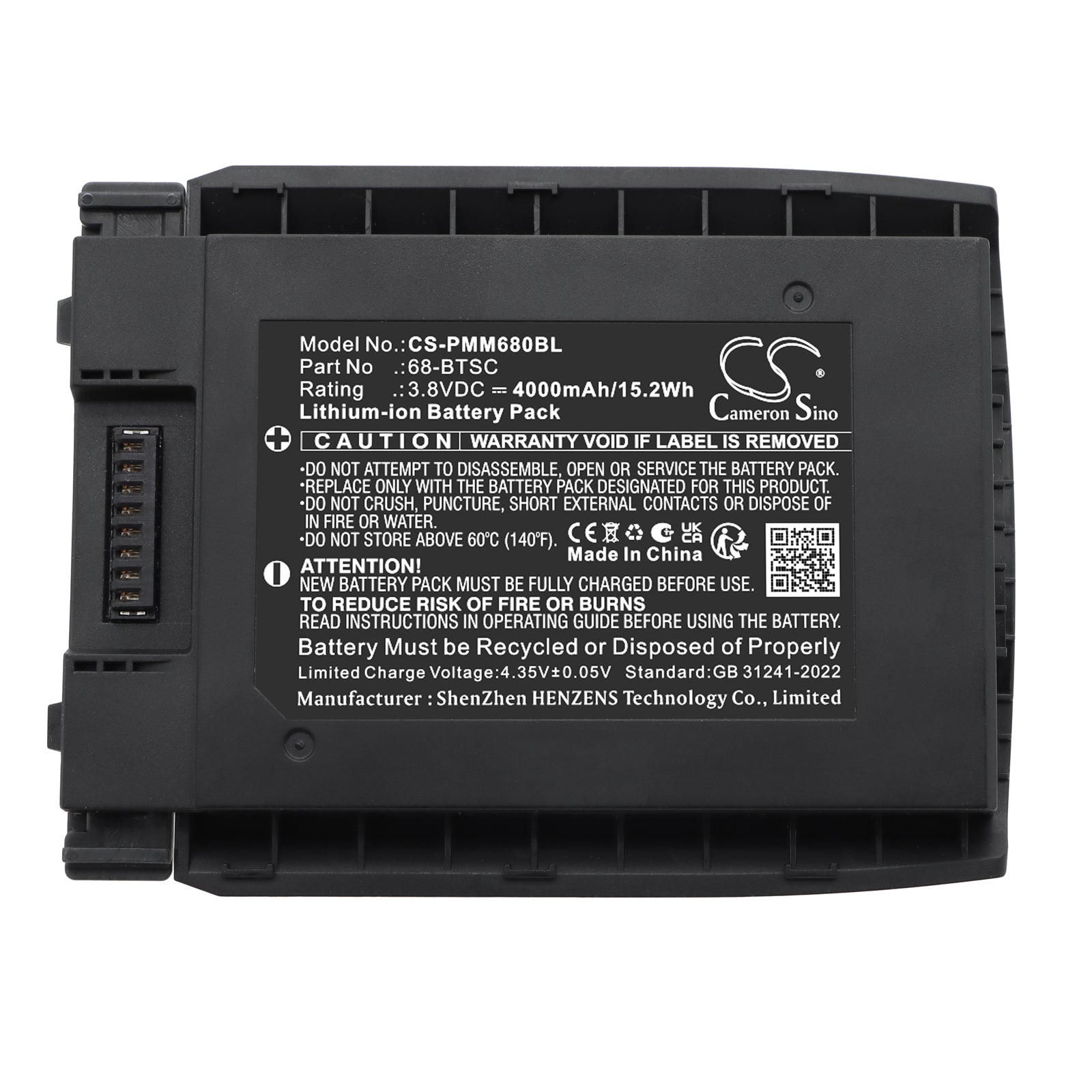 3.8V, Li-ion, 4000mAh, Battery fits Point Mobile PM86, 15.2Wh Barcode Scanner Cameron Sino Technology Limited