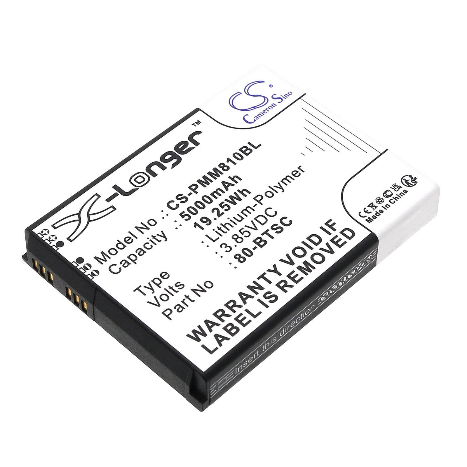 3.85V, Li-Polymer, 5000mAh, Battery fits Point Mobile PM80, 19.25Wh Barcode Scanner Cameron Sino Technology Limited