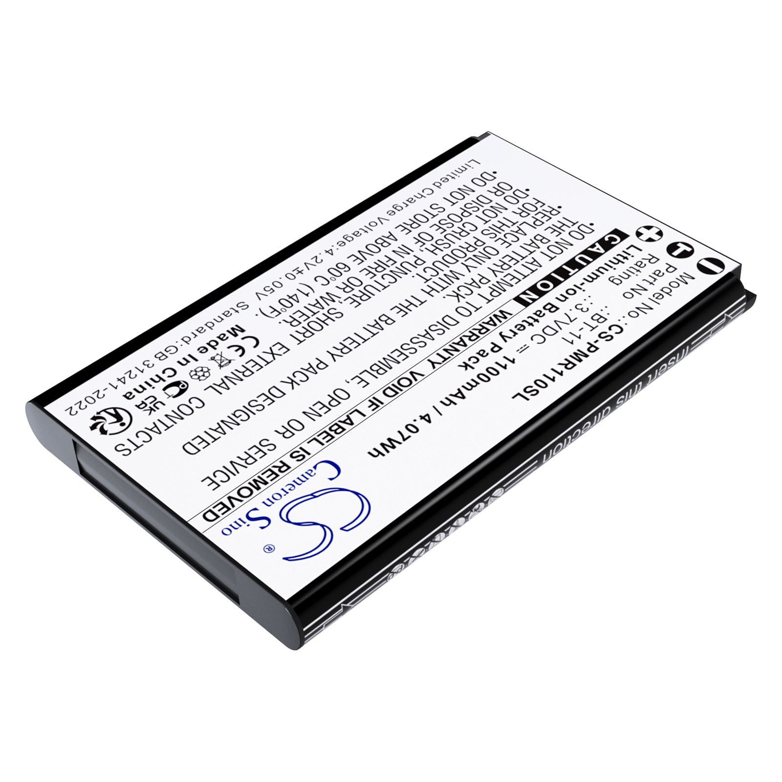 3.7V, Li-ion, 1100mAh, Battery fits Pliant MicroCom M 900MHz, MicroCom M Beltpacks, 4.07Wh Speaker Cameron Sino Technology Limited