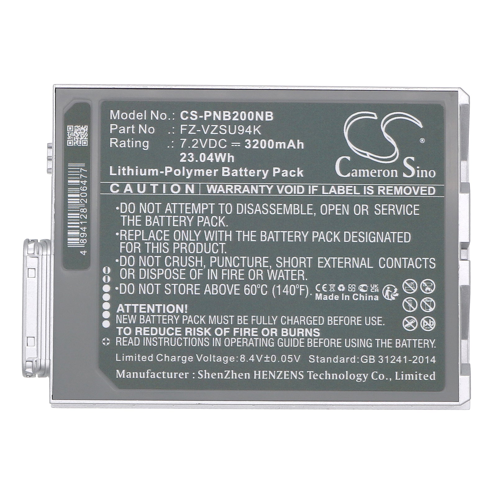 Li-Polymer, Notebook, Laptop Battery fits Panasonic Fz-b2, Fz-m1, 7.2V, 3200mAh Notebook, Laptop Cameron Sino Technology Limited