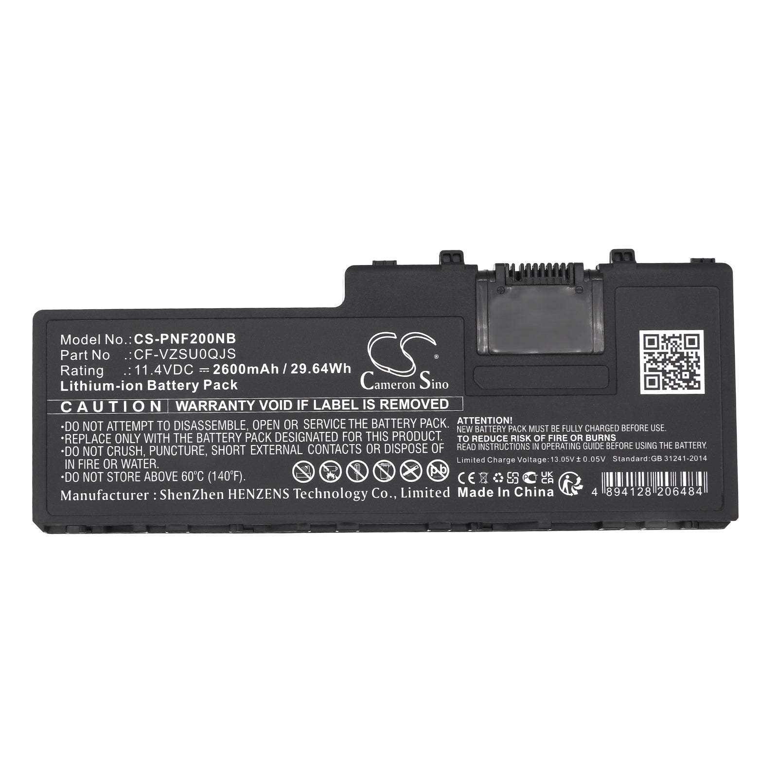 Li-ion, Notebook, Laptop Battery fits Panasonic Cf-vek2, Toughbook Cf-20, 11.4V, 2600mAh Notebook, Laptop Cameron Sino Technology Limited