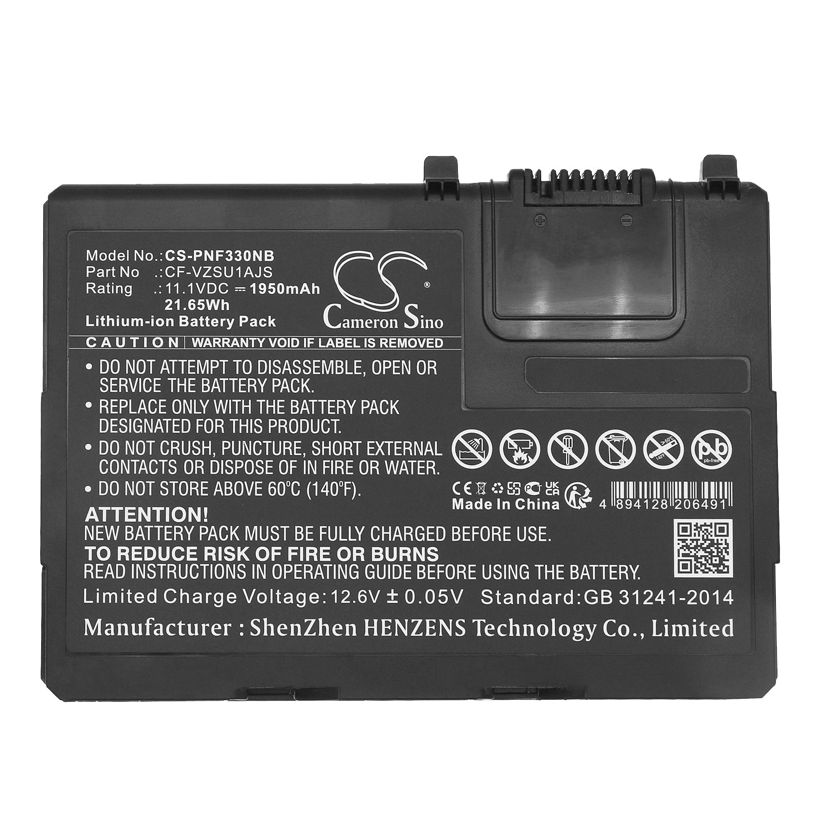 Li-ion, Notebook, Laptop Battery fits Panasonic Toughbook Cf-33, Toughbook Cf-33aehfatg, 11.1V, 1950mAh Notebook, Laptop Cameron Sino Technology Limited