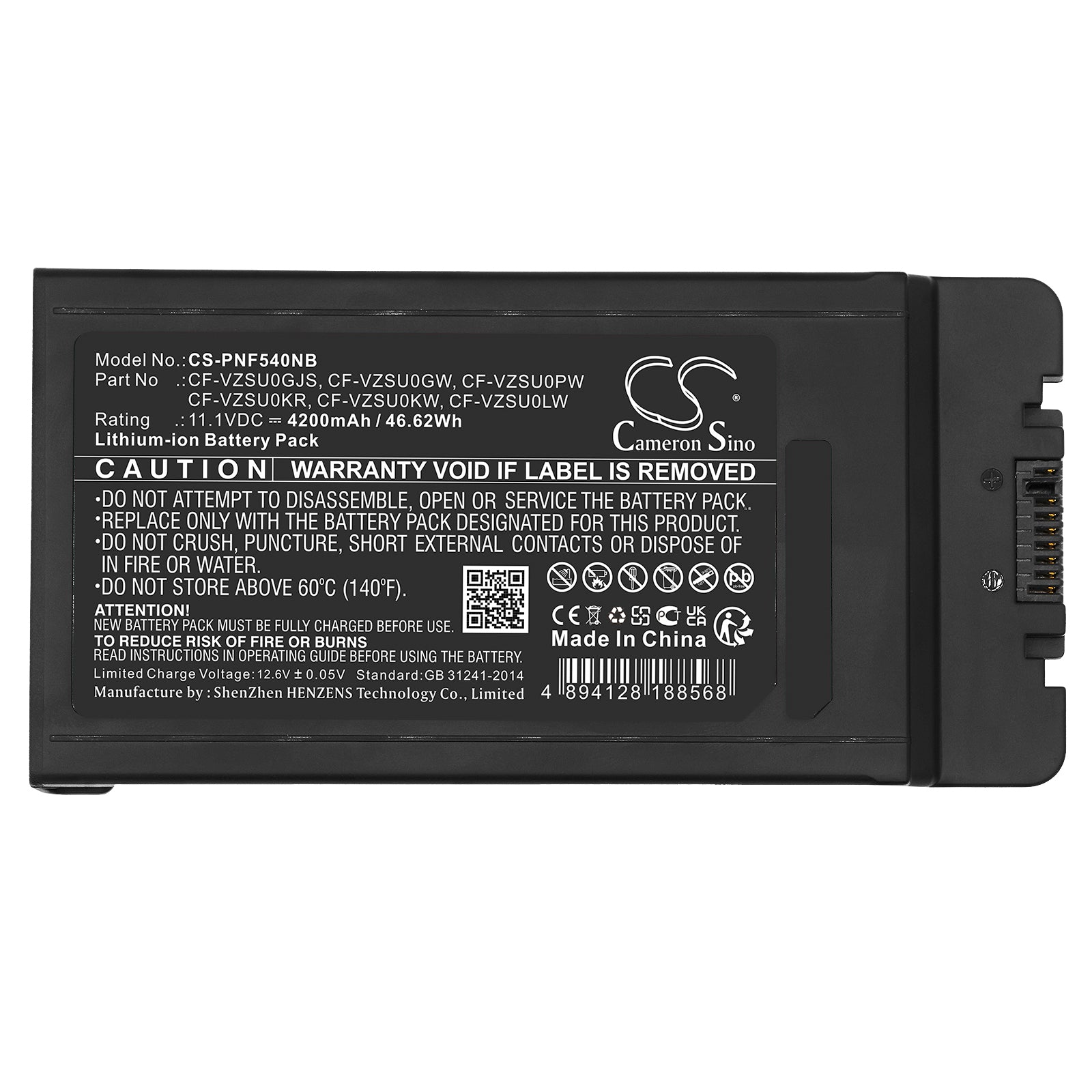 Li-ion, Notebook, Laptop Battery fits Panasonic Cf-54, 11.1V, 4200mAh Notebook, Laptop Cameron Sino Technology Limited