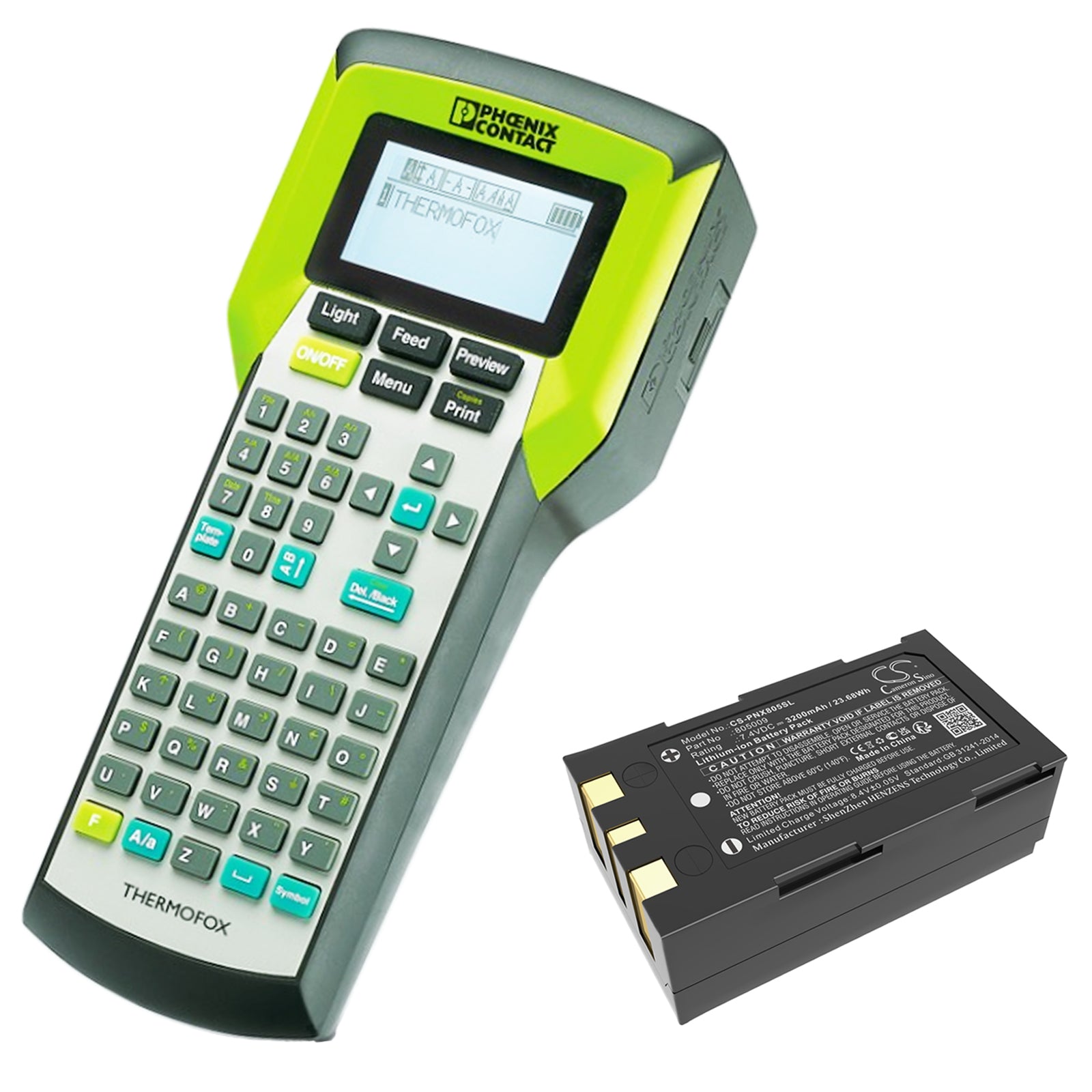 7.4V, Li-ion, 3200mAh, Battery fits Phoenix Contact ThermoFOX, Thermomark GO, 23.68Wh Portable Printer Cameron Sino Technology Limited