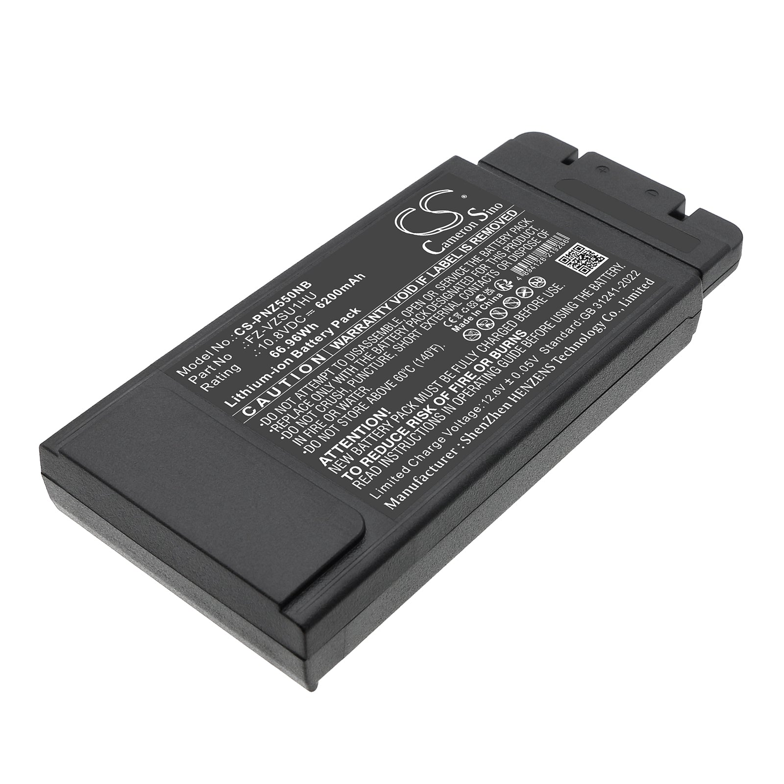 10.8V, Li-ion, 6200mAh, Battery fits Panasonic FZ-55A, FZ-55A0601VM, 66.96Wh Notebook, Laptop Cameron Sino Technology Limited