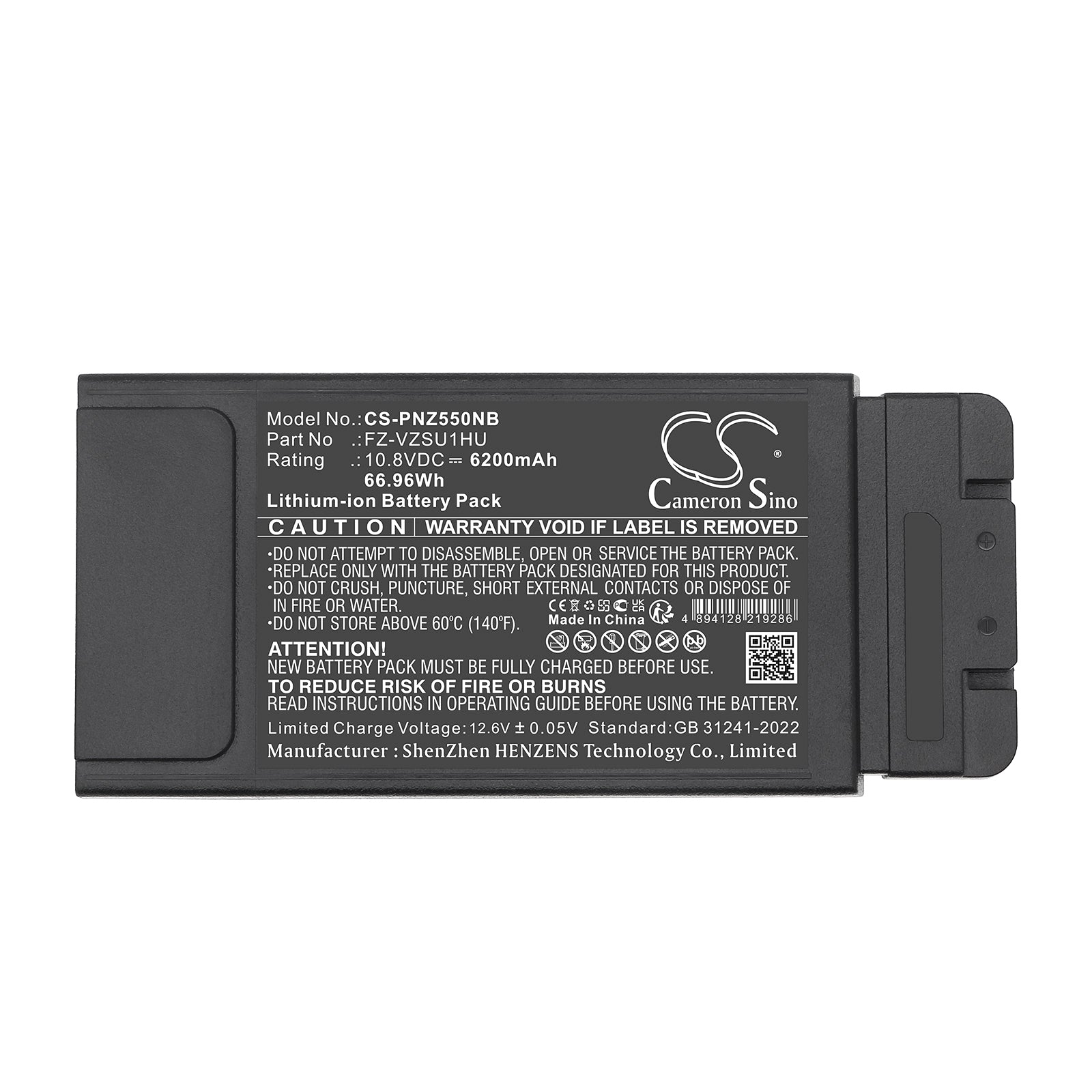 10.8V, Li-ion, 6200mAh, Battery fits Panasonic FZ-55A, FZ-55A0601VM, 66.96Wh Notebook, Laptop Cameron Sino Technology Limited