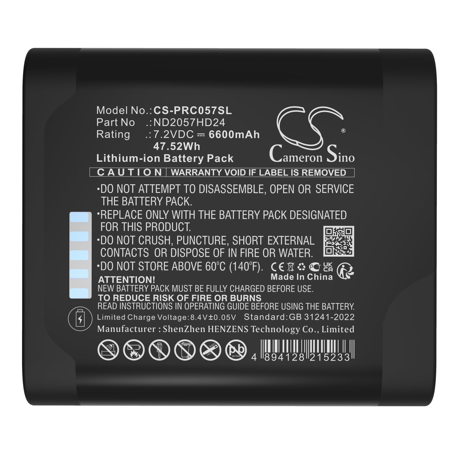 7.2V, Li-ion, 6600mAh, Battery fits Siglent SHS800X HANDHELD DIGITAL OSCILLOSCOPE | Panametrics PT900, 47.52Wh Equipment, Survey, Test Cameron Sino Technology Limited