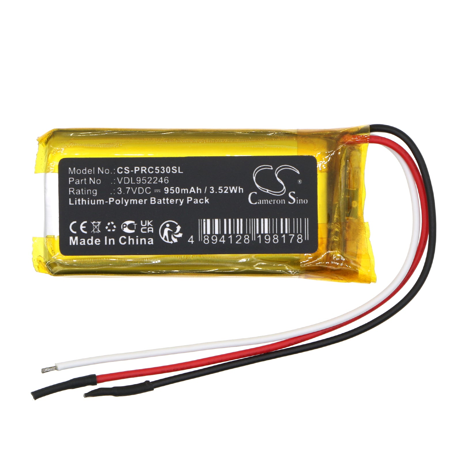 Li-Polymer, Speaker Battery fits Poly Calisto 5300, Plantronics Poly Calisto 5300, 3.7V, 950mAh Speaker Cameron Sino Technology Limited