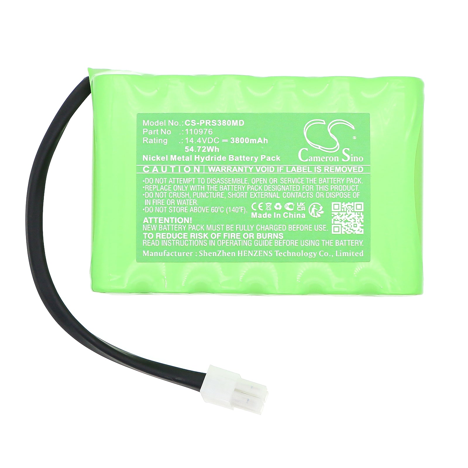 14.4V, Ni-MH, 3800mAh, Battery fits Progetti defibrillator Rescue Life, defibrillator Rescue Life 38, 54.72Wh Medical Cameron Sino Technology Limited