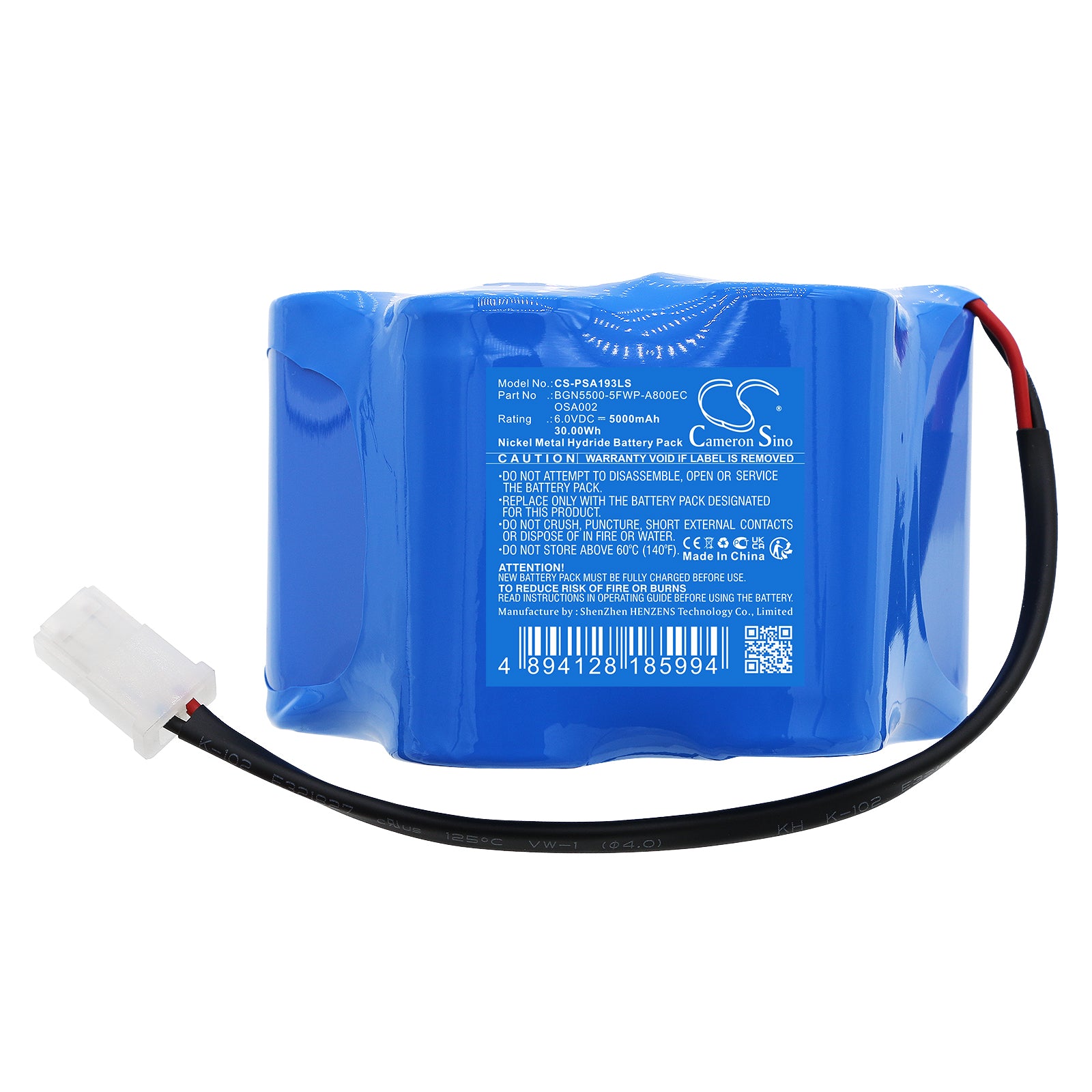 Ni-MH, Emergency Lighting Battery fits Panasonic Mrdf3.f2c, Powersonic A19390-2, 6.0V, 5000mAh Emergency Lighting Cameron Sino Technology Limited