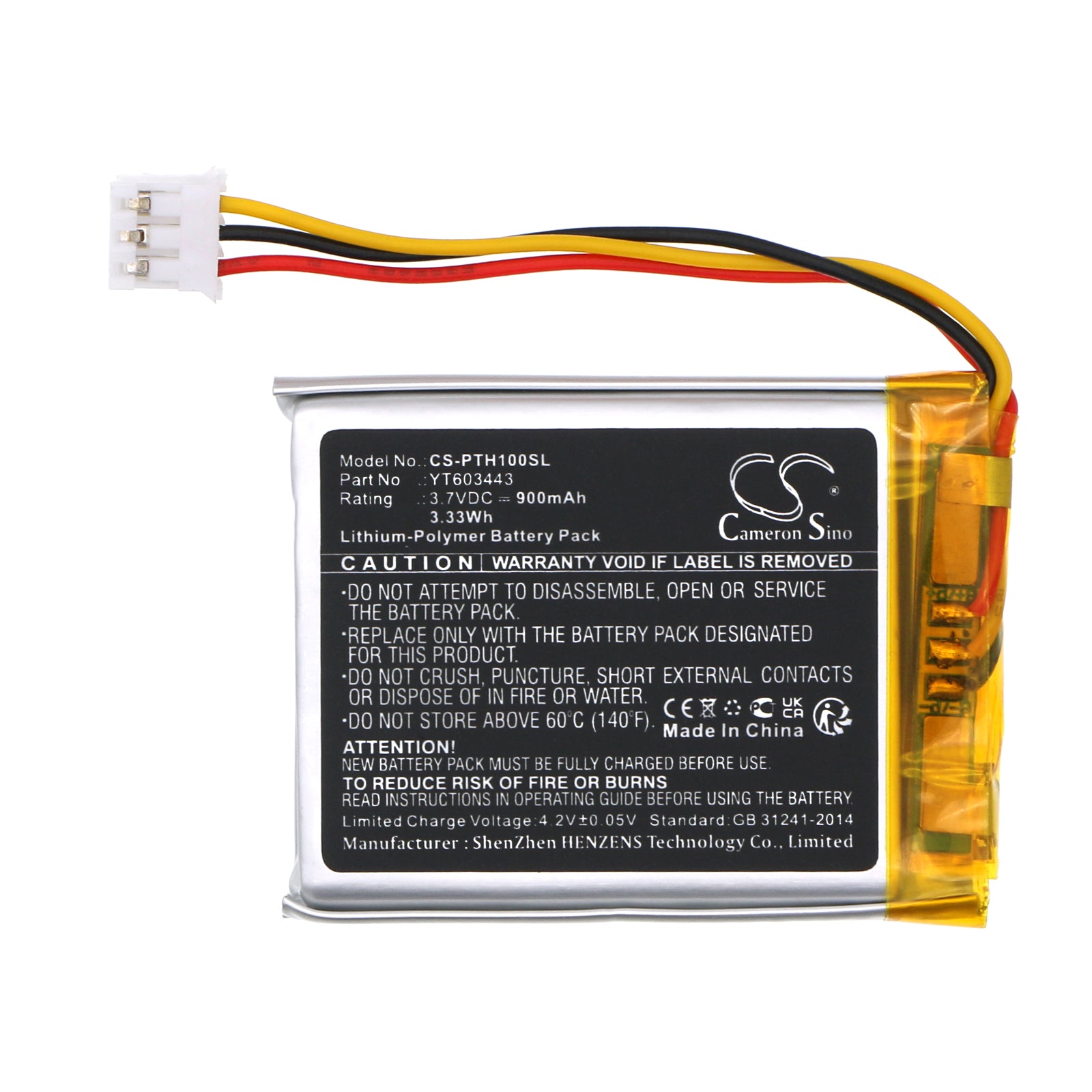 Li-Polymer, Speaker Battery fits Peterson Sp-1, Stroboplus Hd, 3.7V, 900mAh Speaker Cameron Sino Technology Limited