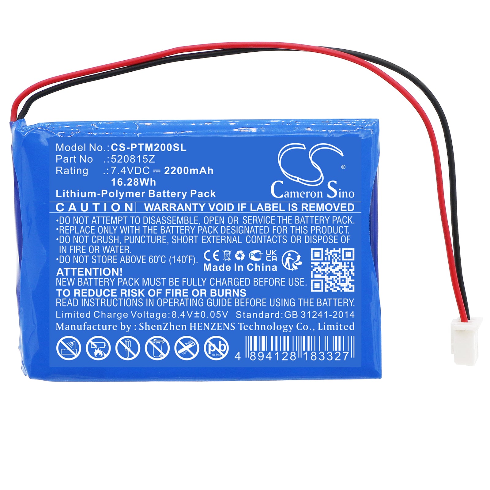 Li-Polymer, Smart Home Battery fits Pentair Intellitouch(r) Control System, Mobiletouch(r) Ii Wireless Con, 7.4V, 2200mAh Smart Home Cameron Sino Technology Limited