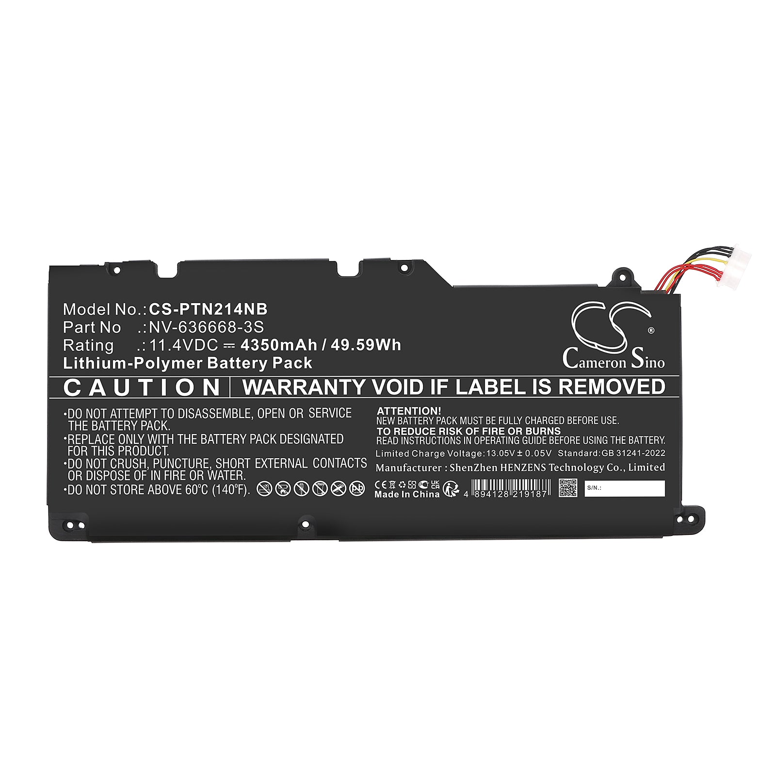 11.4V, Li-Polymer, 4350mAh, Battery fits Positivo Master N2140, 49.59Wh Notebook, Laptop Cameron Sino Technology Limited