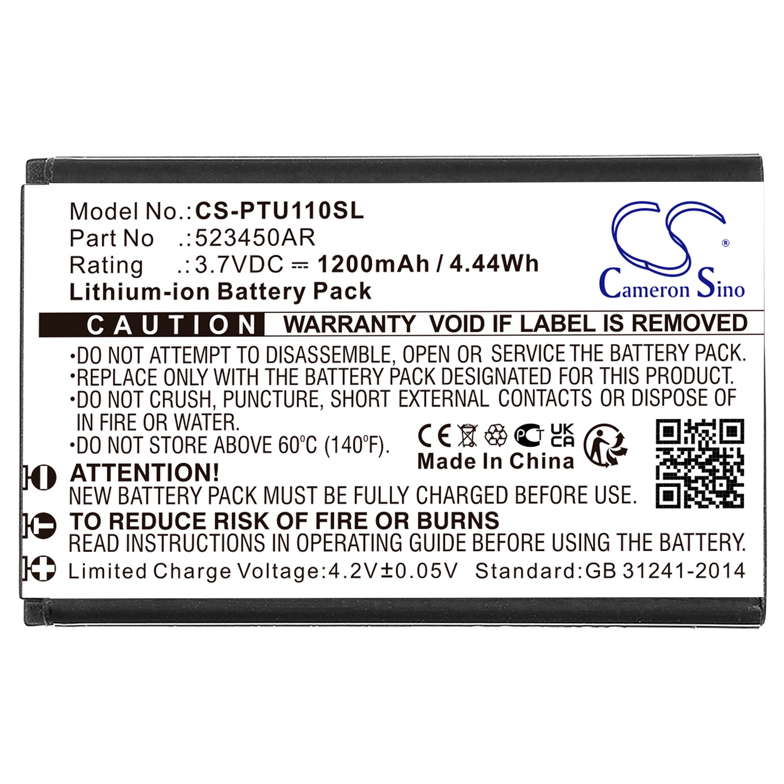 Li-ion, Mobile, SmartPhone Battery fits Panasonic Kx-tf200, Kx-tu110, 3.7V, 1200mAh Mobile, SmartPhone Cameron Sino Technology Limited