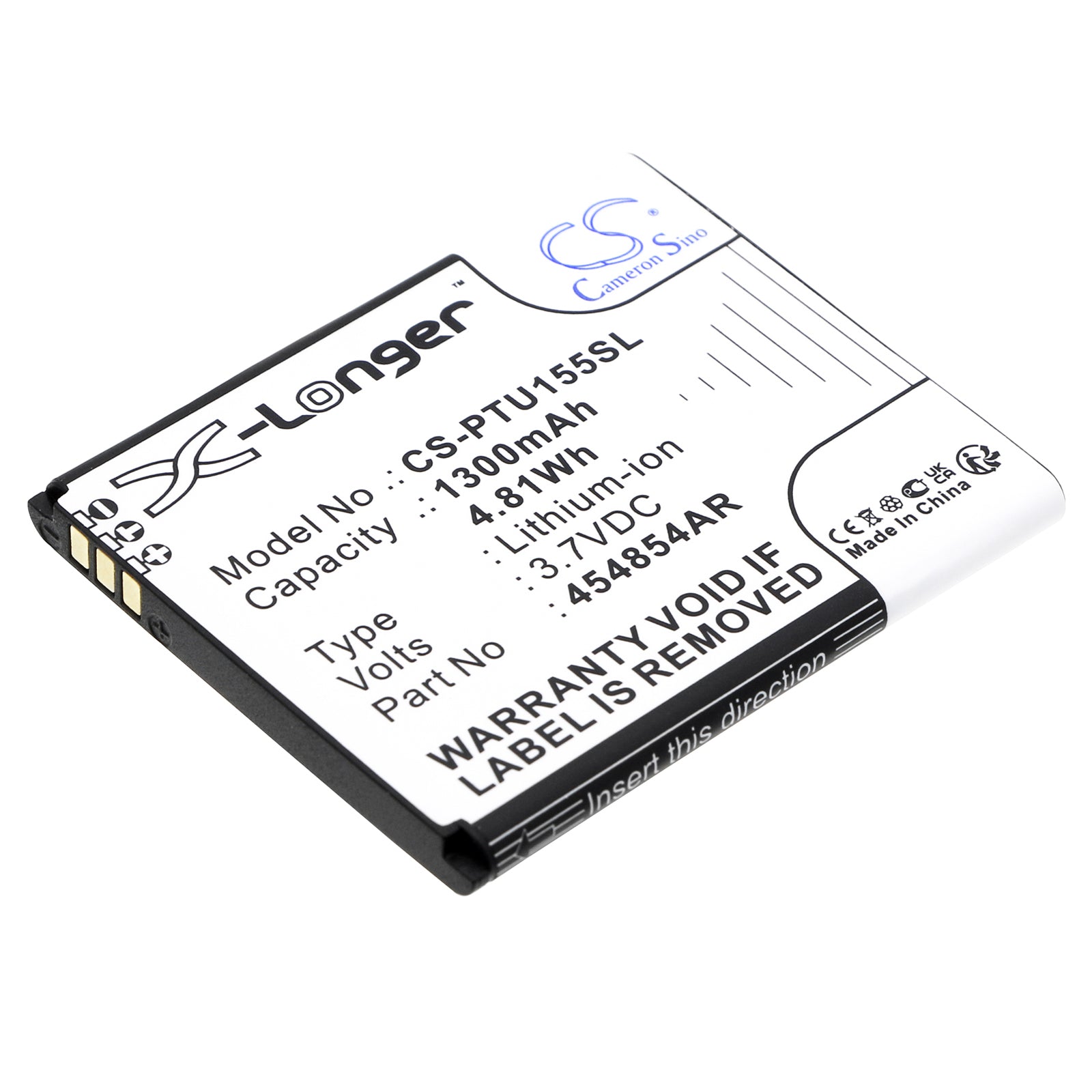 Li-ion, Mobile, SmartPhone Battery fits Panasonic Kx-tu150, Kx-tu150exr, 3.7V, 1300mAh Mobile, SmartPhone Cameron Sino Technology Limited