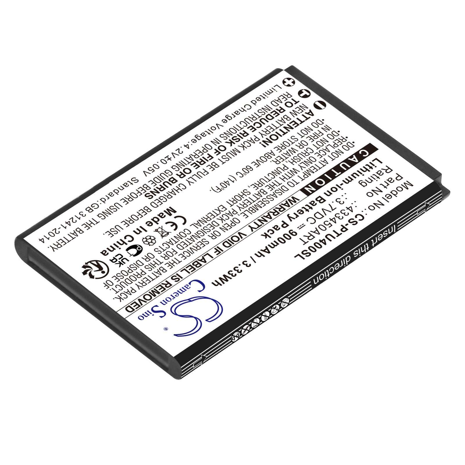 Li-ion, Mobile, SmartPhone Battery fits Panasonic Kx-tu400, Kx-tu400 Exrm, 3.7V, 900mAh Mobile, SmartPhone Cameron Sino Technology Limited