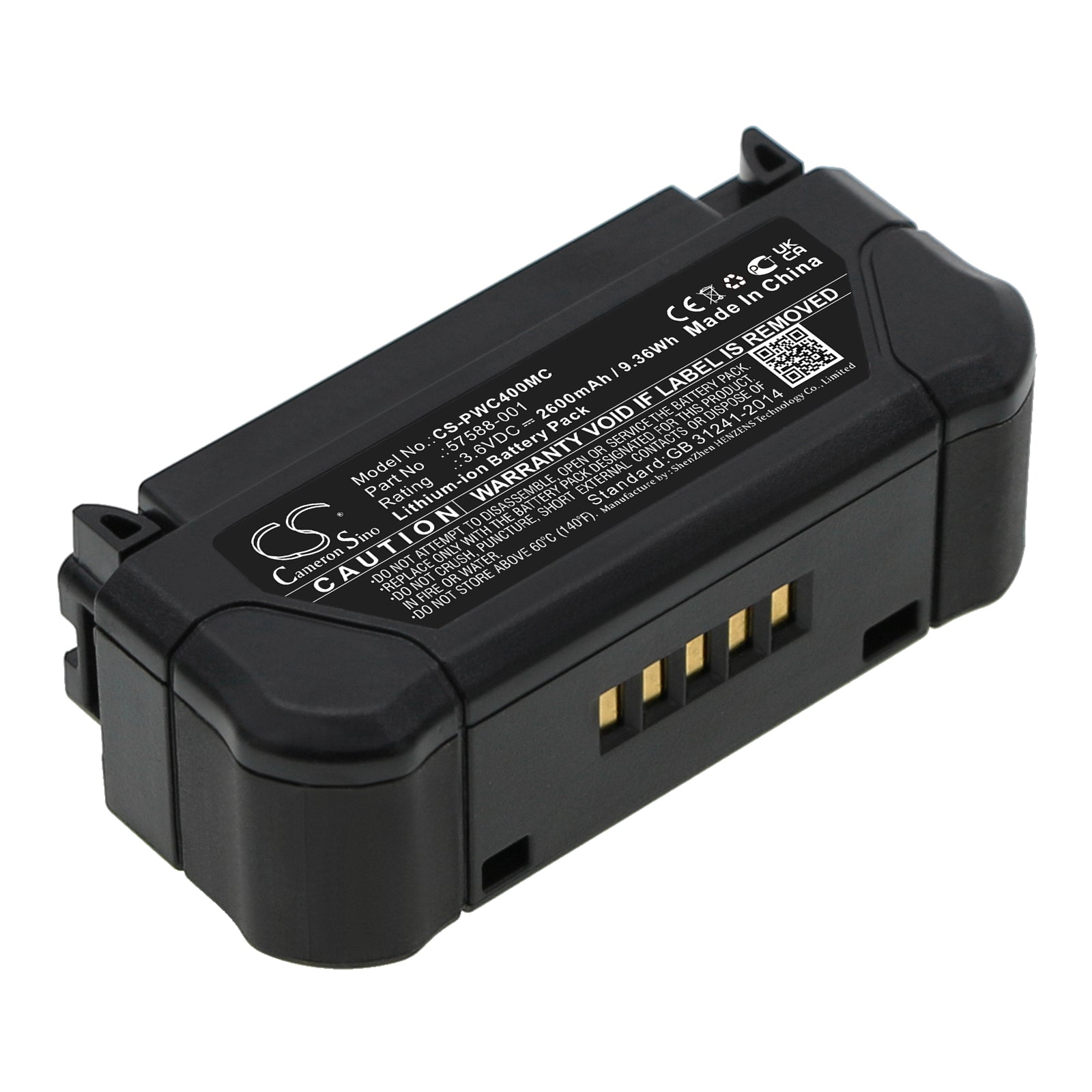 Li-ion, Body Camera Battery fits Panasonic I-pro Bwc4000 Body-worn Camera, Wv-bwc4000, 3.6V, 2600mAh Body Camera Cameron Sino Technology Limited
