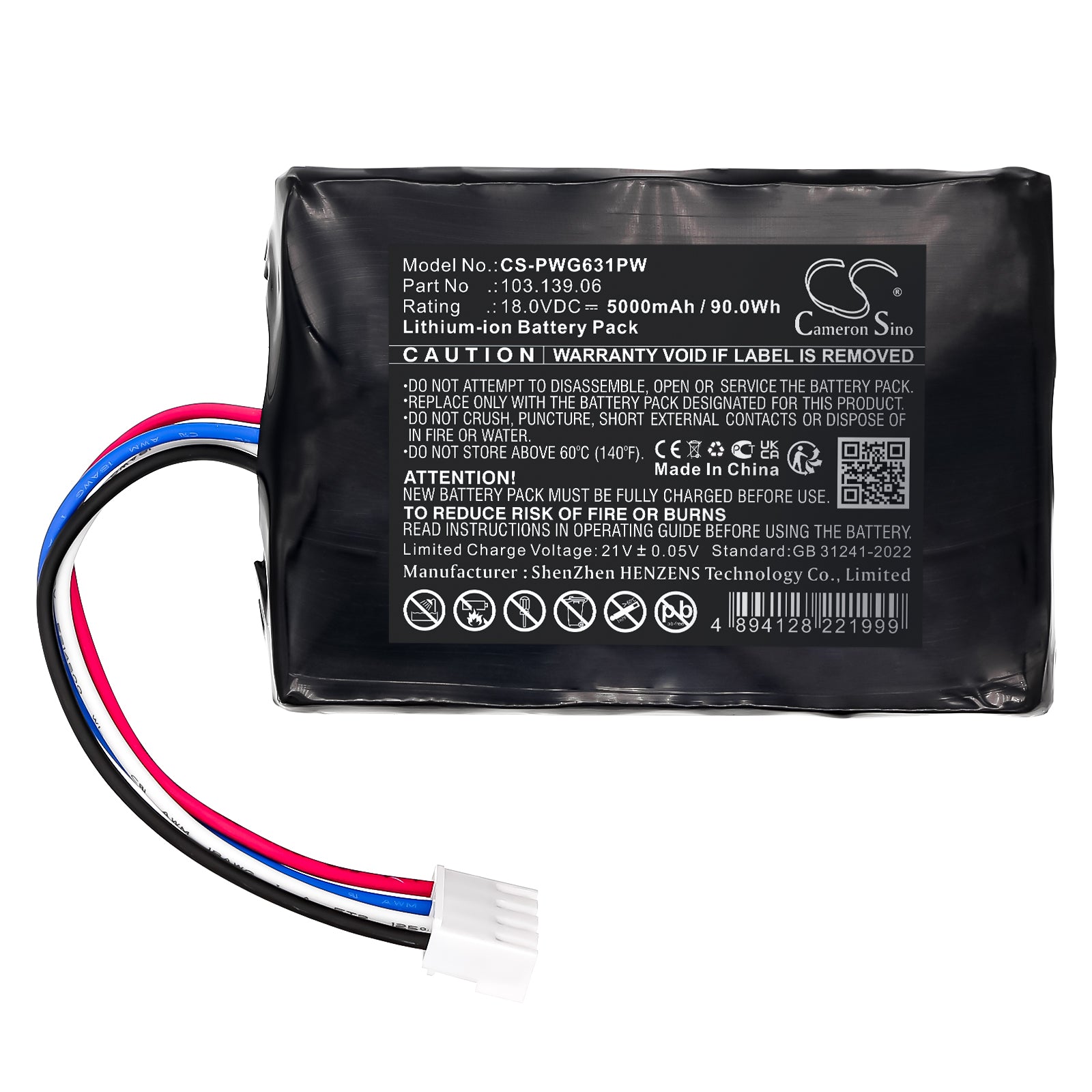 18V, Li-ion, 5000mAh, Battery fits PowerPlus POWXG6310, 90Wh Lawn Mowers Cameron Sino Technology Limited