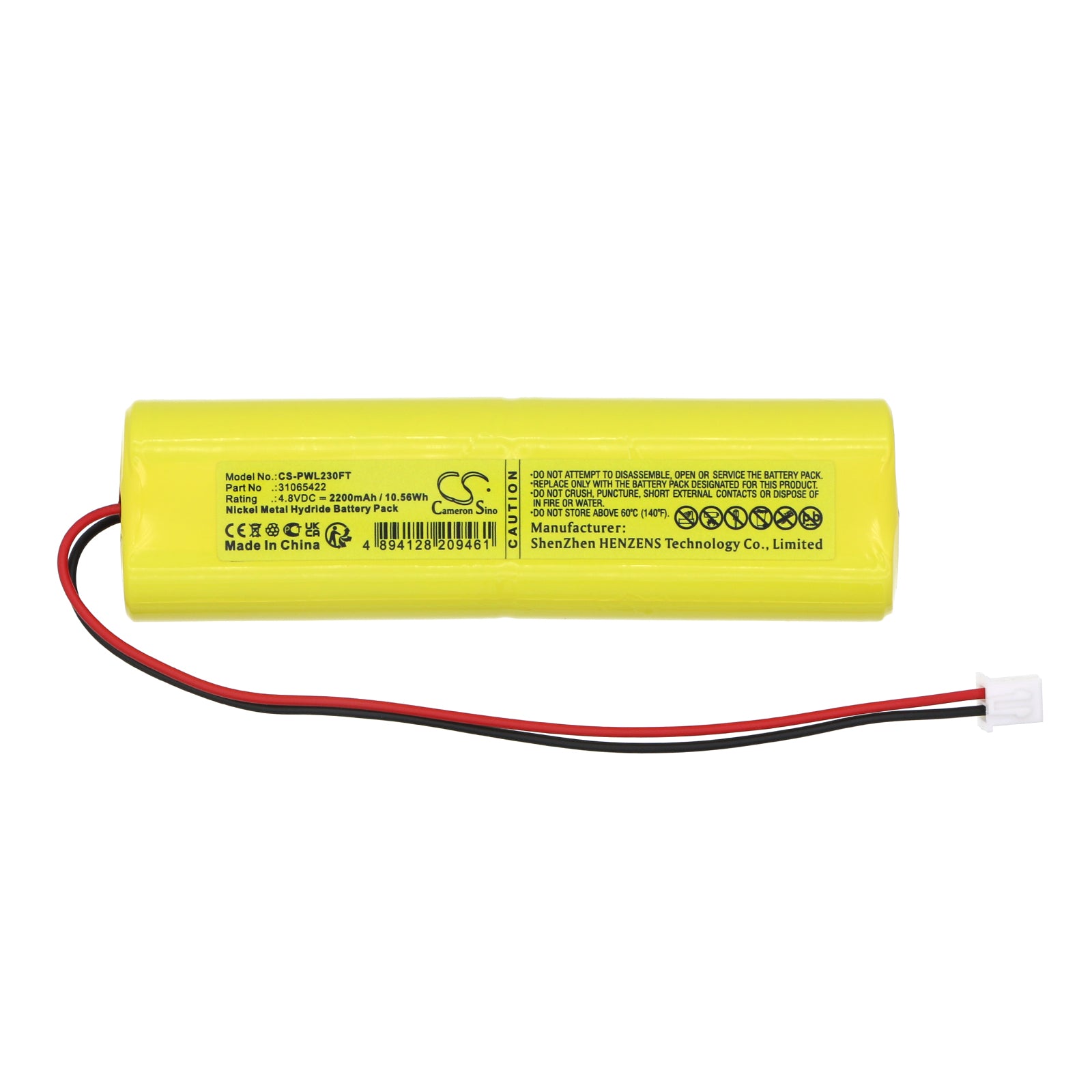 Ni-MH, Flashlight Battery fits Perel Ewl23, 4.8V, 2200mAh Flashlight Cameron Sino Technology Limited