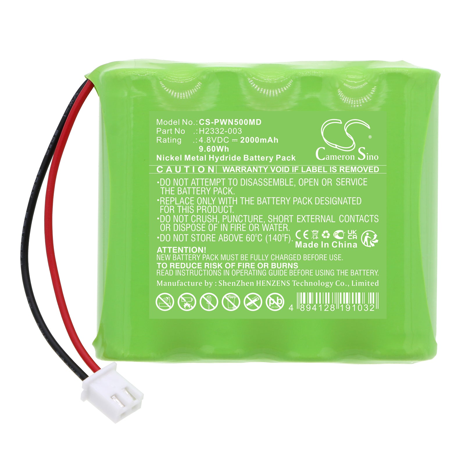 Ni-MH, Medical Battery fits Ade Pwn5, 4.8V, 2000mAh Medical Cameron Sino Technology Limited